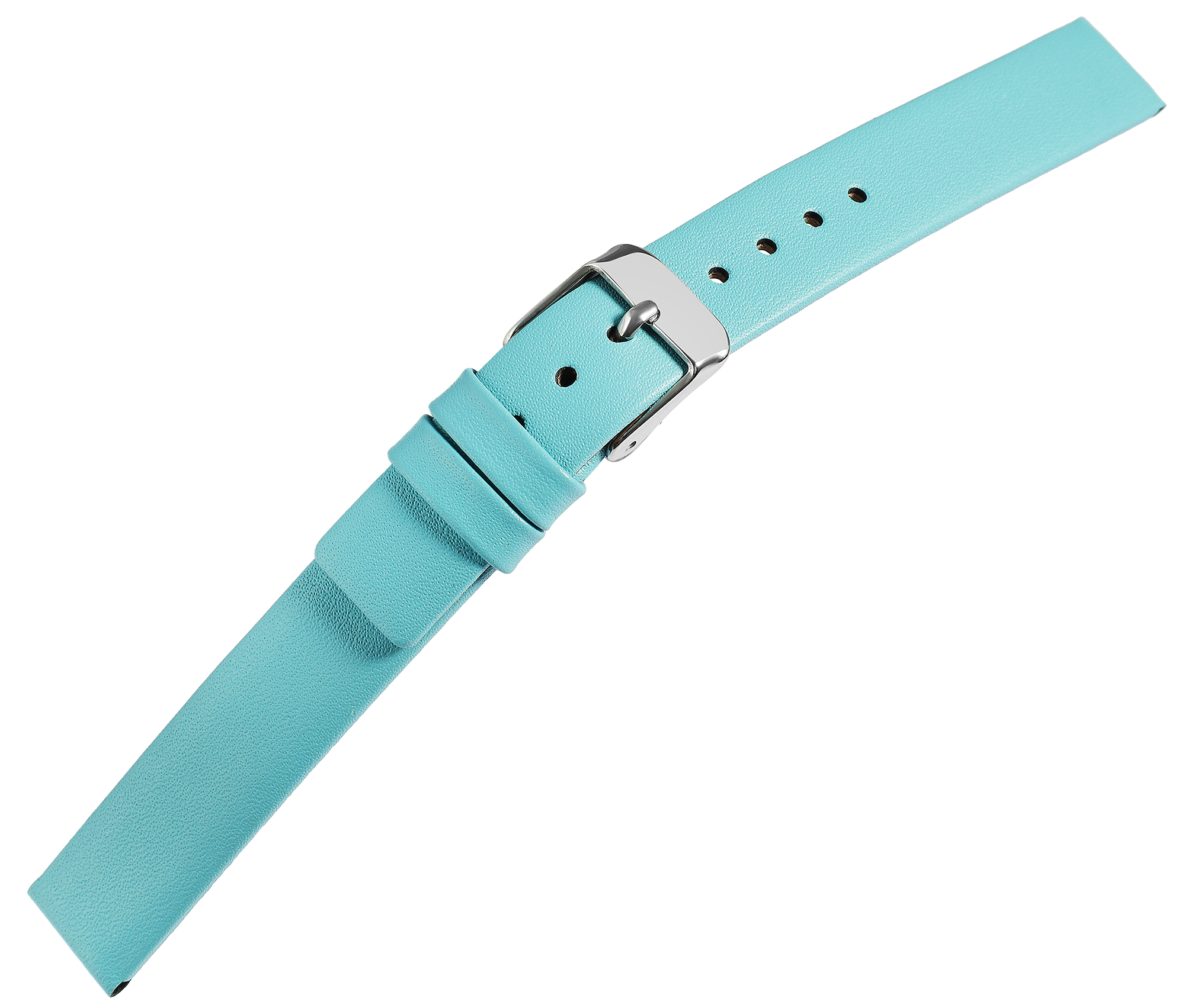 Echtleder-Uhrenarmband, nahtlos, hellblau, 12 mm