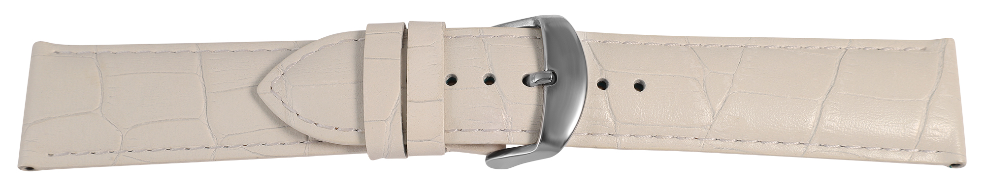 Uhrenarmband aus Echt Leder, Kroko-Optik, weiß, 22 mm