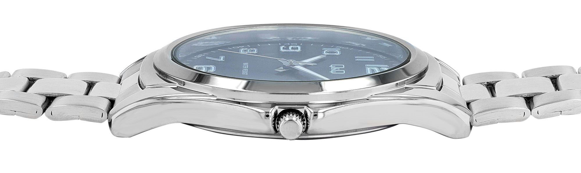 Q&Q Herrenuhr Ø 45 mm, Edelstahlband, silberfarben/ schwarz