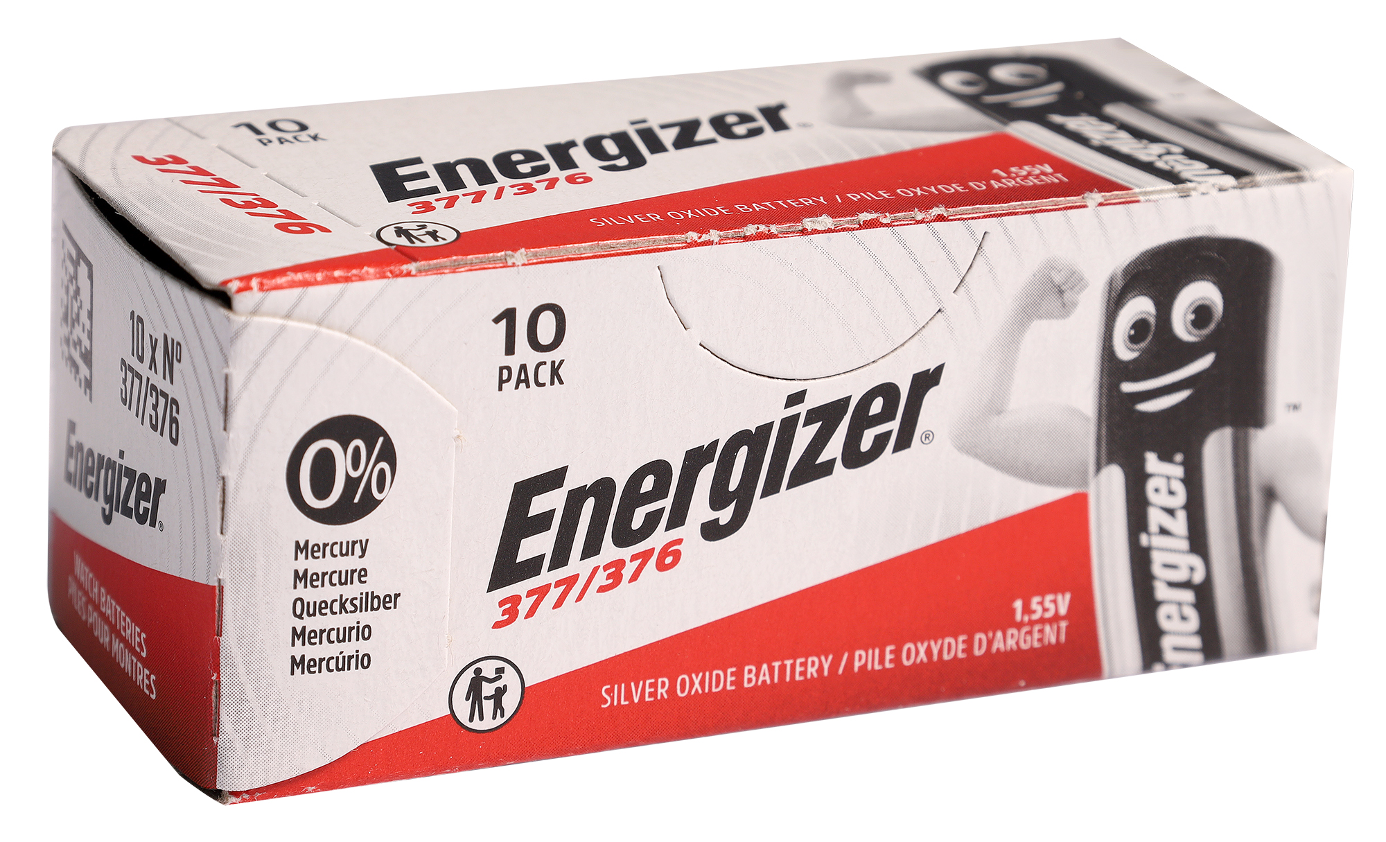 Energizer 377/376 Knopfzellen (10er-Pack) – 0% Quecksilber, 1,55V Silberoxid-Batterien