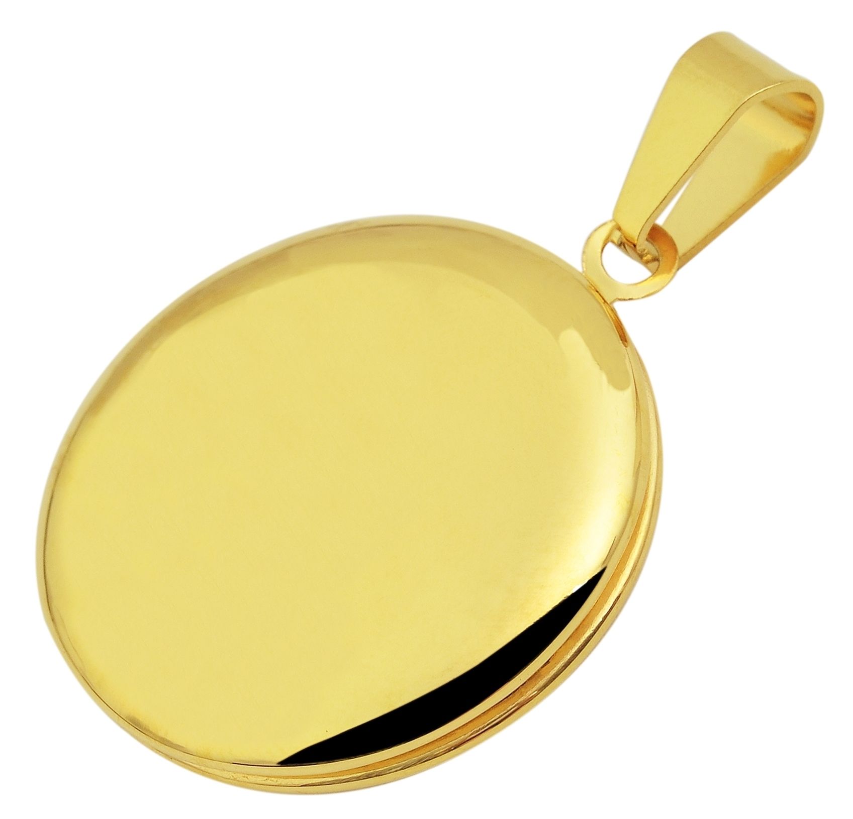 "Mael" Medaillon Edelstahlanhänger, rund, goldfarben