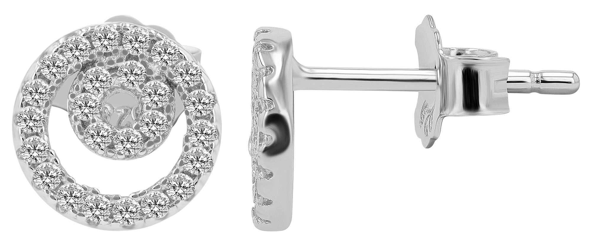 925/- Echt Silber Schmuckset "Sinead" mit runden Ohrsteckern & Anhänger, rhodiniert