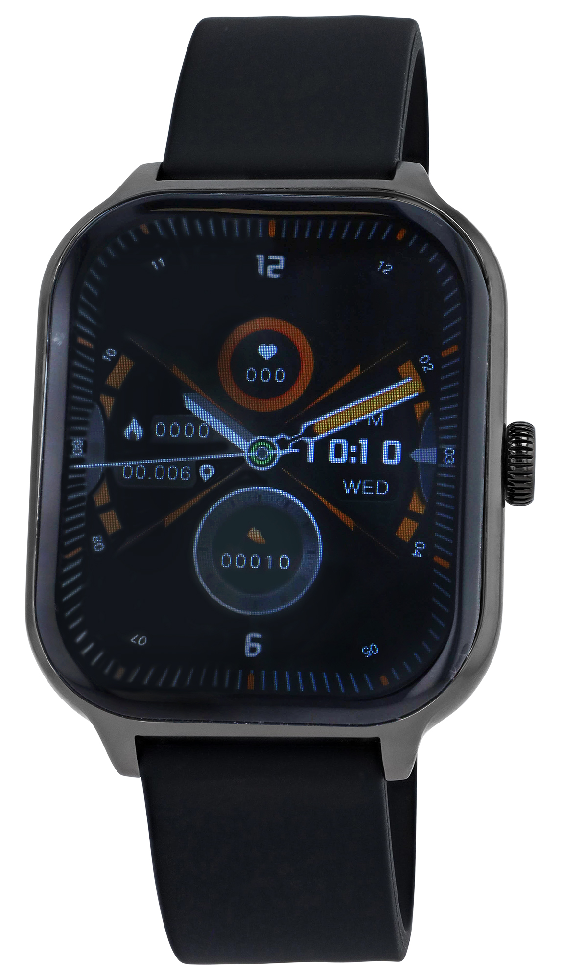 TimeTech Smartwatch mit Silikonband. 1,78-Zoll Display, schwarz/ schwarz