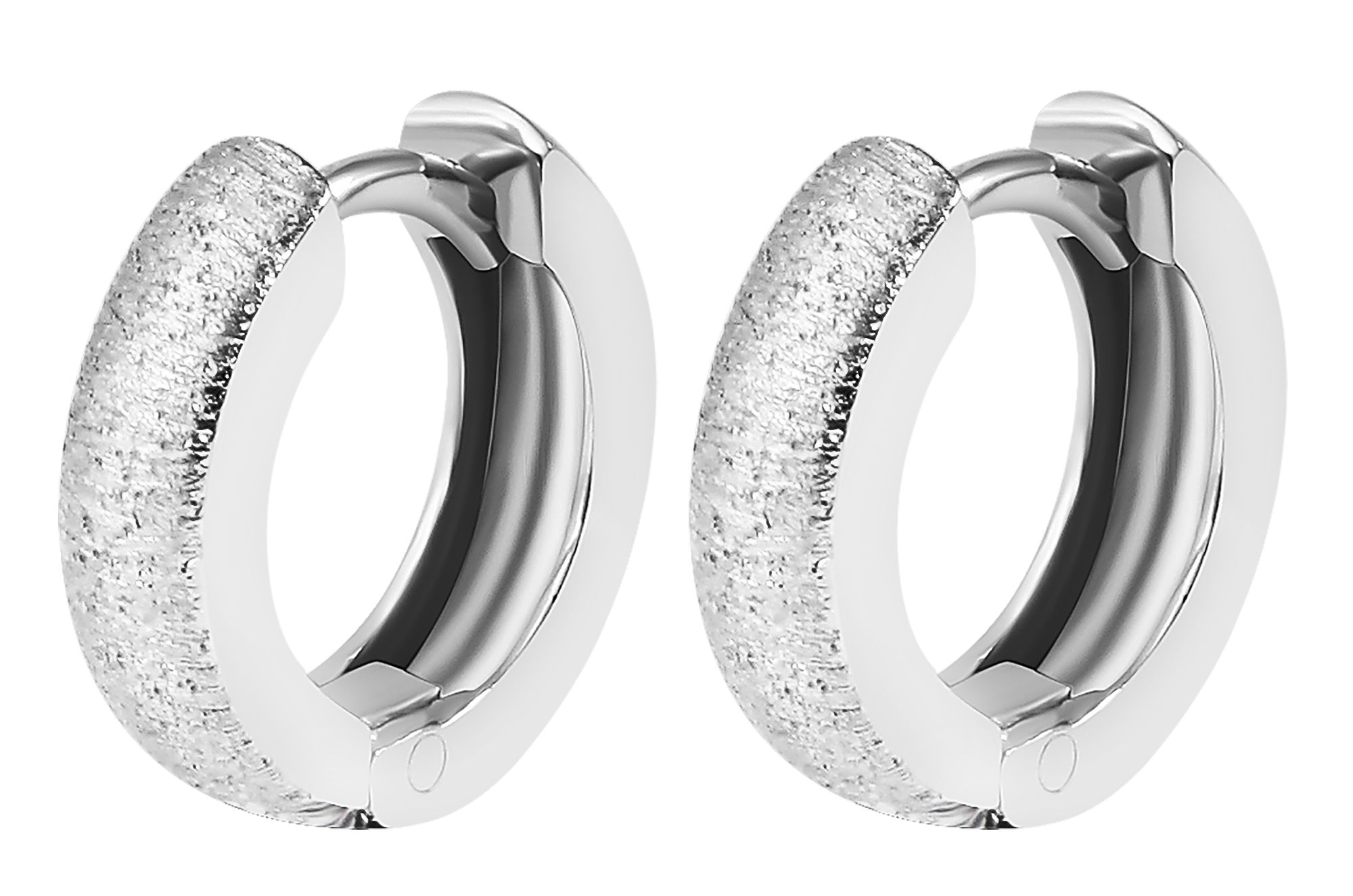 925/- Echt Silber Klapp-Creolen "Alondra", Diamantschliff, 925/rhodiniert