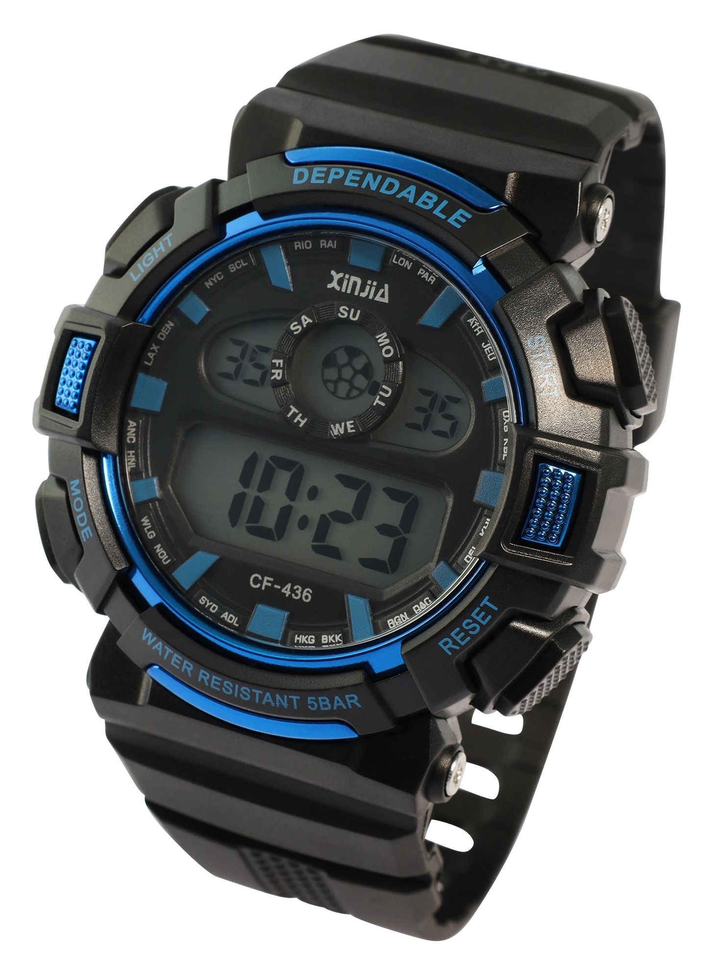 Xinjia Herrenuhr mit TPU-Band, schwarz + blau