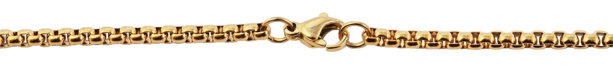 "Arunas" Edelstahl Kette mit Anhänger - Leopardenkopf, 61 cm/ 3 mm, goldfarben