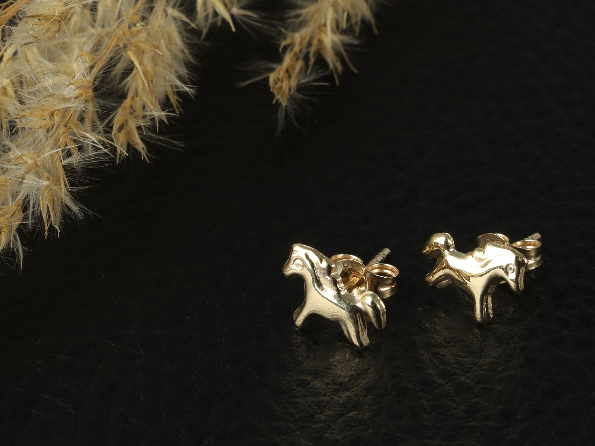 333/- Gold "Fabella" Ohrstecker, Pferd, Gelbgold, 8 Karat, Kinder