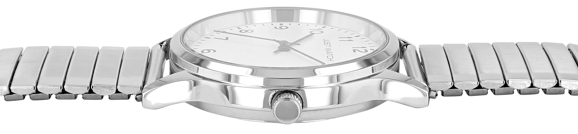 Just Watch "Ferdinand" Herrenuhr Ø 39 mm mit Edelstahl Zugband, silberfarben/ weiß