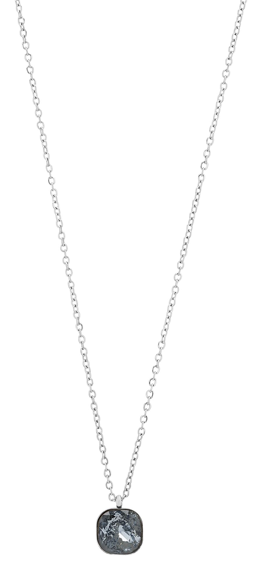 "Lia" - Schmuckset, Kette (45cm) mit Anhänger und Ohrhänger, Edelstahl, Silber + Anthrazit