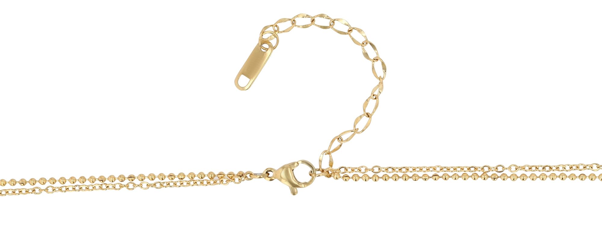 Akzent Layering-Kette mit Gravuranhänger, Edelstahl, goldfarben