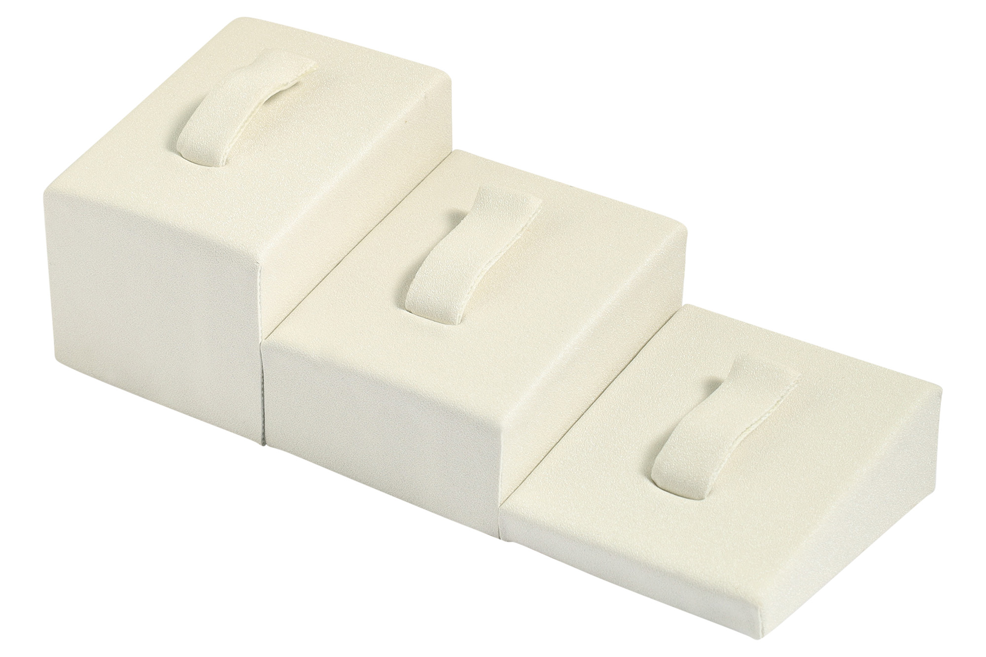 3er Set Ringaufsteller (Dekoserie Soft), PU-bezogen, weiß