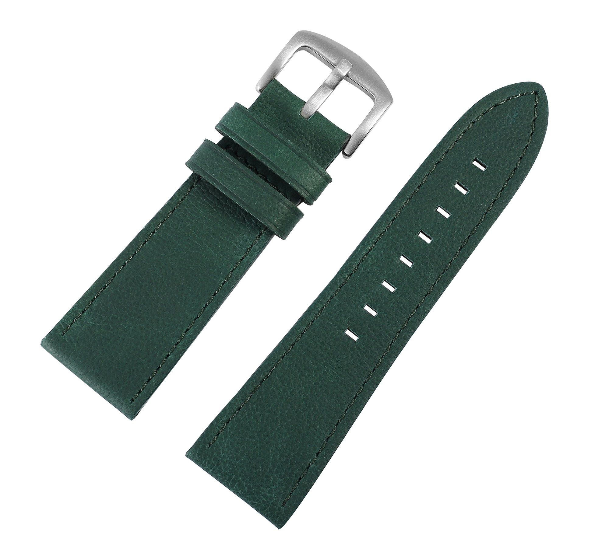 Echtleder-Uhrenarmband "super-soft", grün, Naht,22 mm