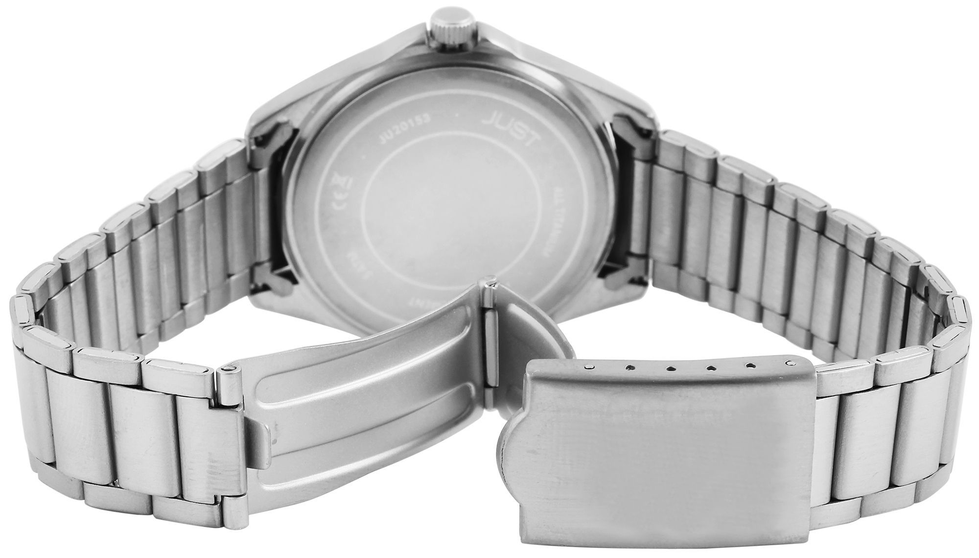 Just Herrenarmbanduhr aus Titan, silberfarben/schwarz