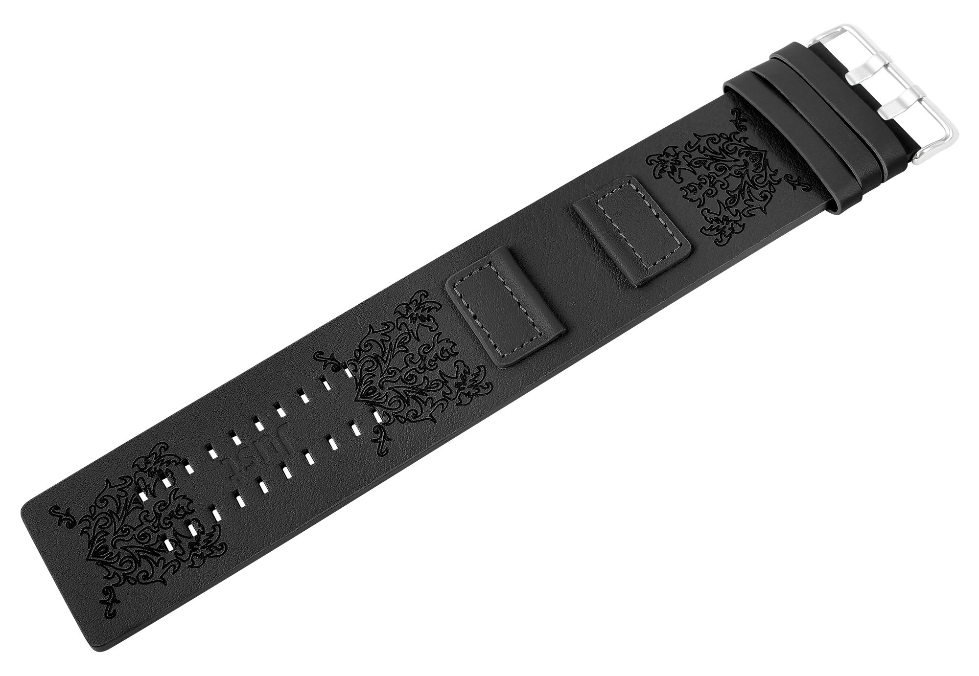 Just Echtleder-Uhrenarmband mit Unterlage, schwarz, 26 mm