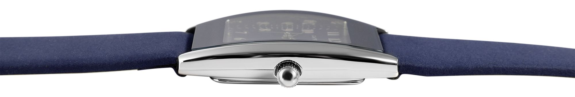 Just Watch Damenuhr mit Echtlederarmband, Tonneau, blau/ silberfarben