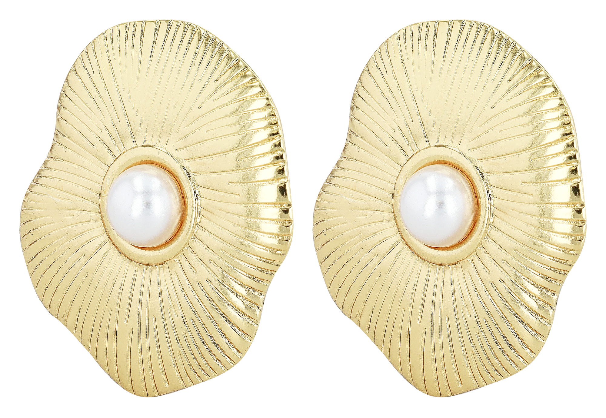 "Beatriz" Statement Schmuckset - Kette 40 cm/ Anhänger/ Ohrstecker, Edelstahl, goldfarben