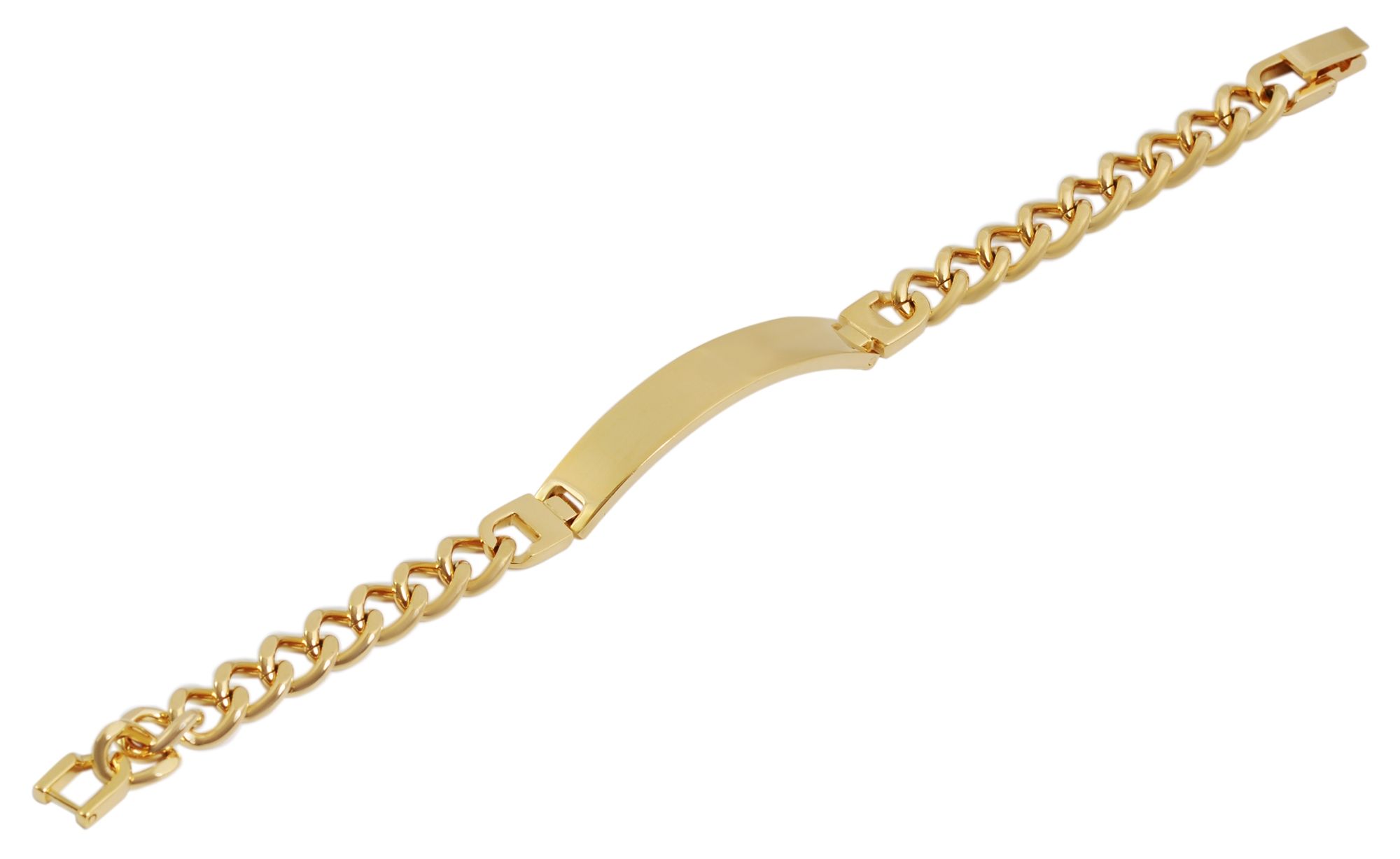 Akzent Panzerketten-Armband aus Edelstahl mit Gravurplatte, goldfarbig
