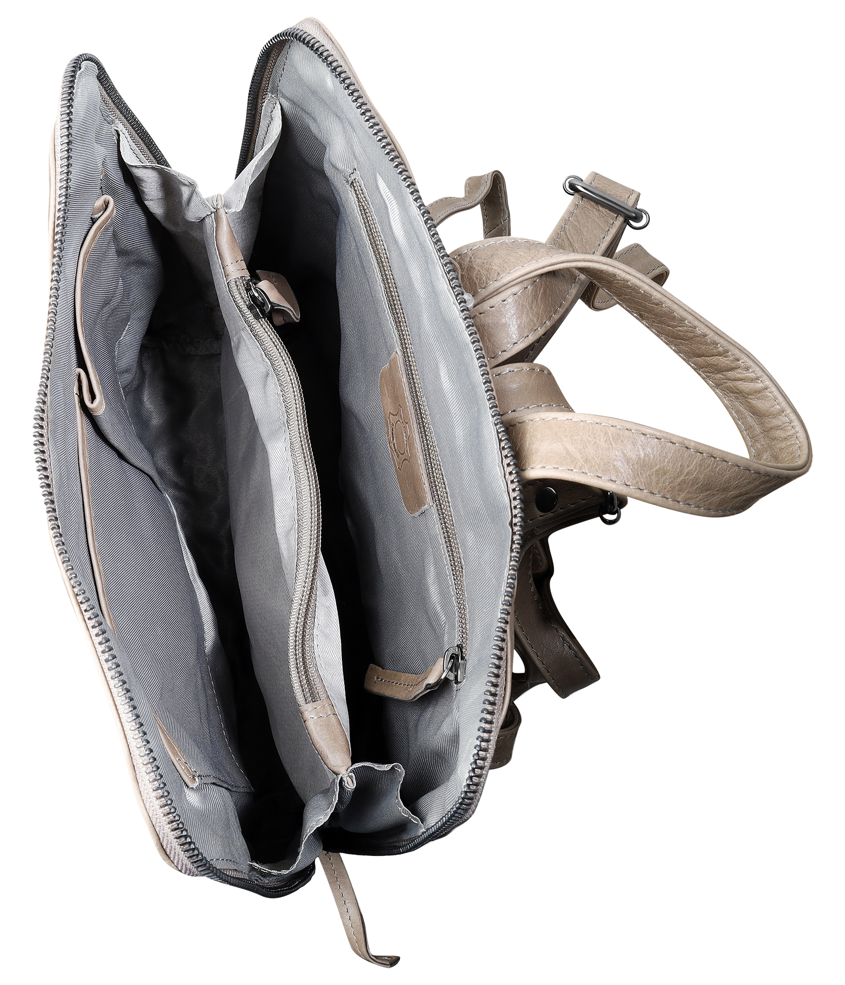 Leonardo Verrelli, Echtleder Rucksack/Tasche, Reißverschluss, verstellbare Riemen, hellbraun