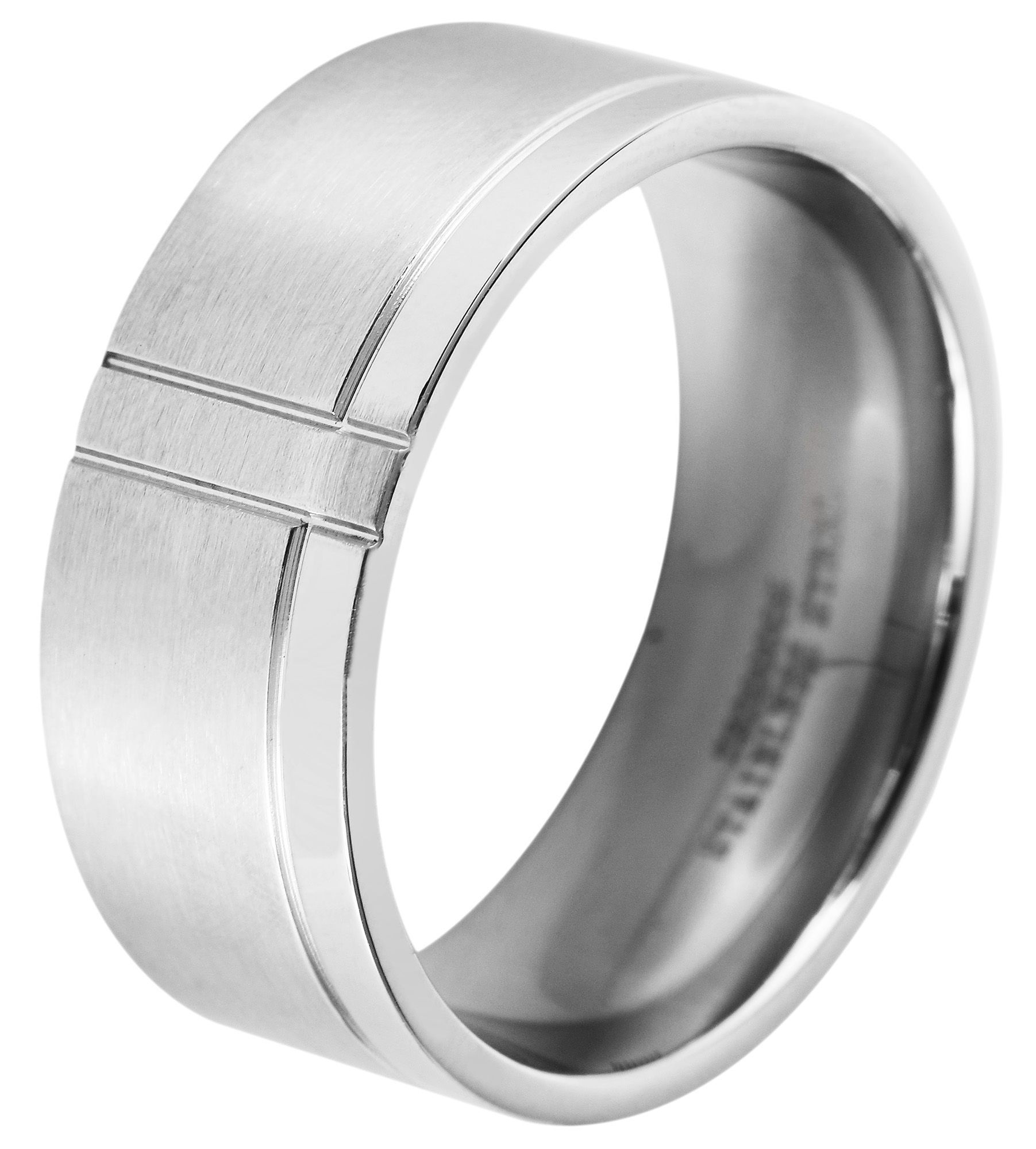 Akzent Herren-Partnerring aus Edelstahl, silberfarbig, Gr. 56