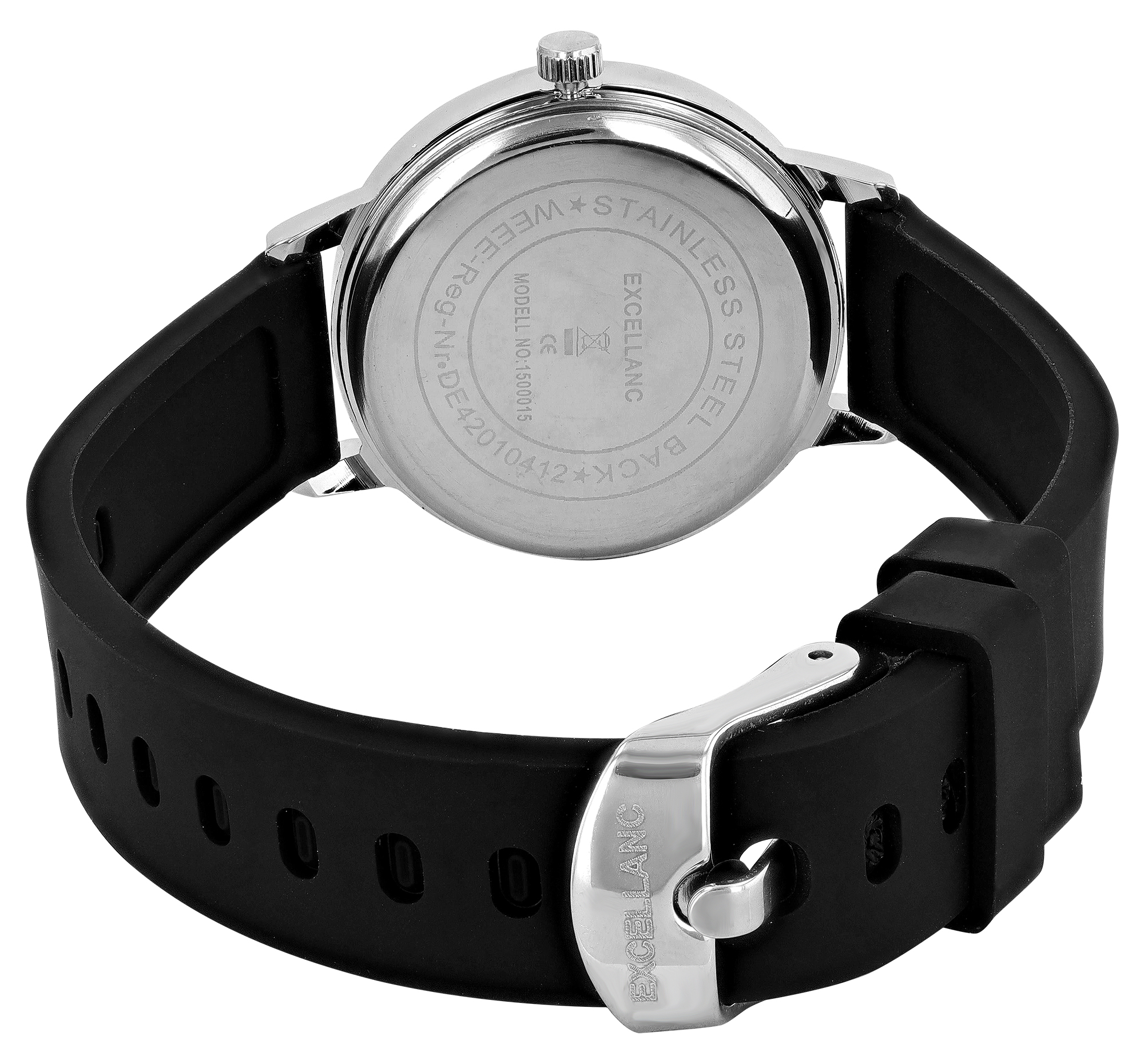 Excellanc Damenuhr/ Jugenduhr "Pferd“ Ø 32 mm, schwarzes Silikonband