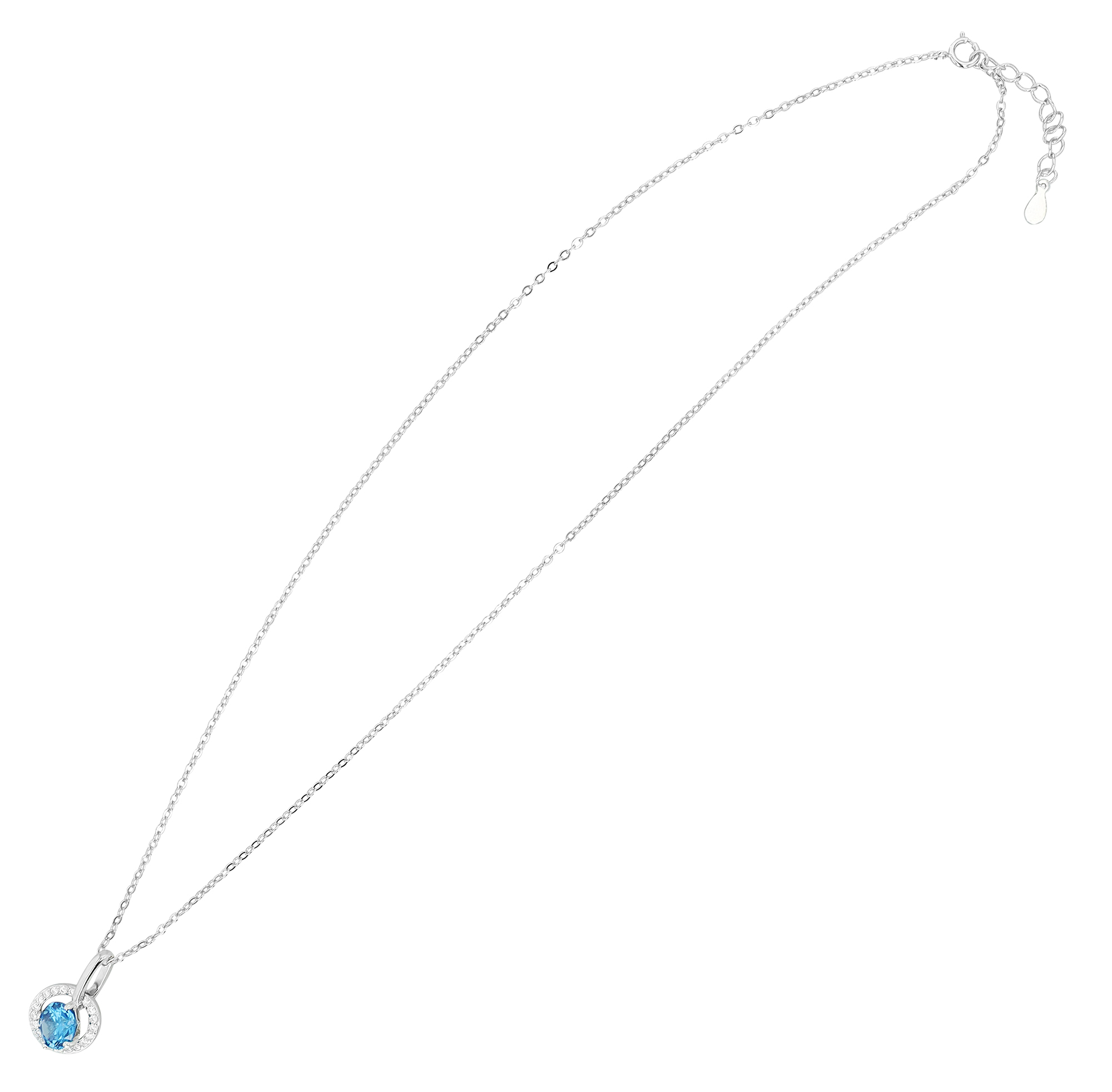 "Alesja" 925/- Echt Silber Kette mit Anhänger 42 + 3 cm, rhodiniert, nlauer Zirkon