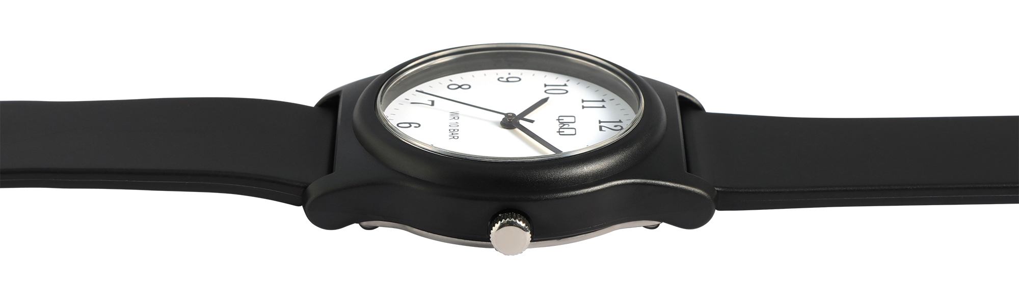 Q&Q Uhr für Herren & Jugendliche, Resinband, Ø 38 mm, schwarz/ weiß