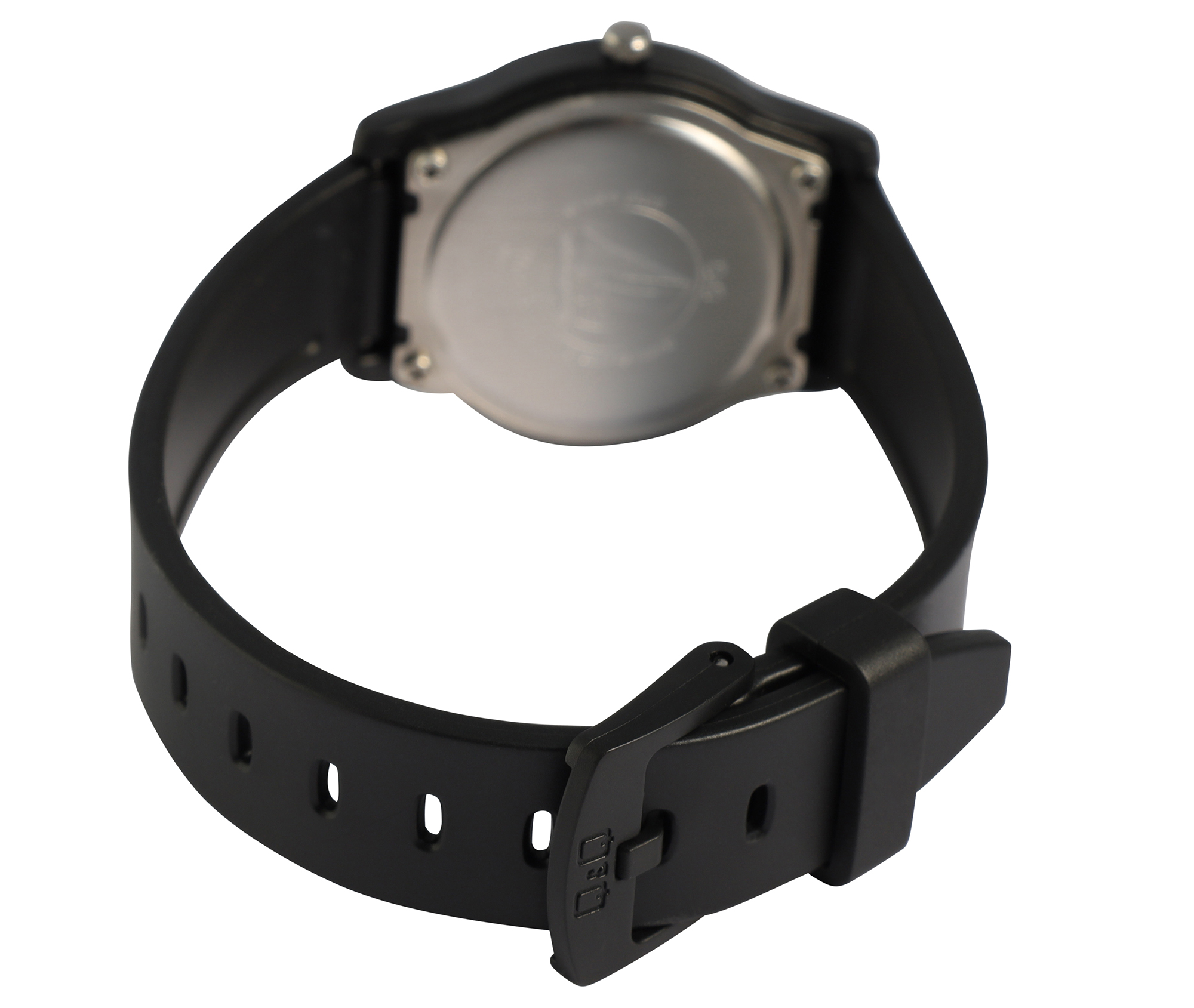 Q&Q Jugenduhr, Silikonarmband, Ø 30 mm, schwarz/ weiß