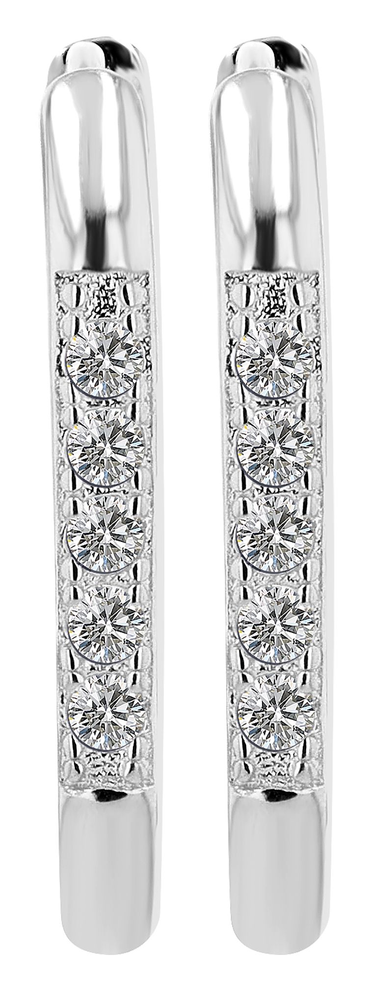 "Avya" 925/- Echt Silber, ovale Creolen, Zirkonia, silberfarben/ rhodiniert