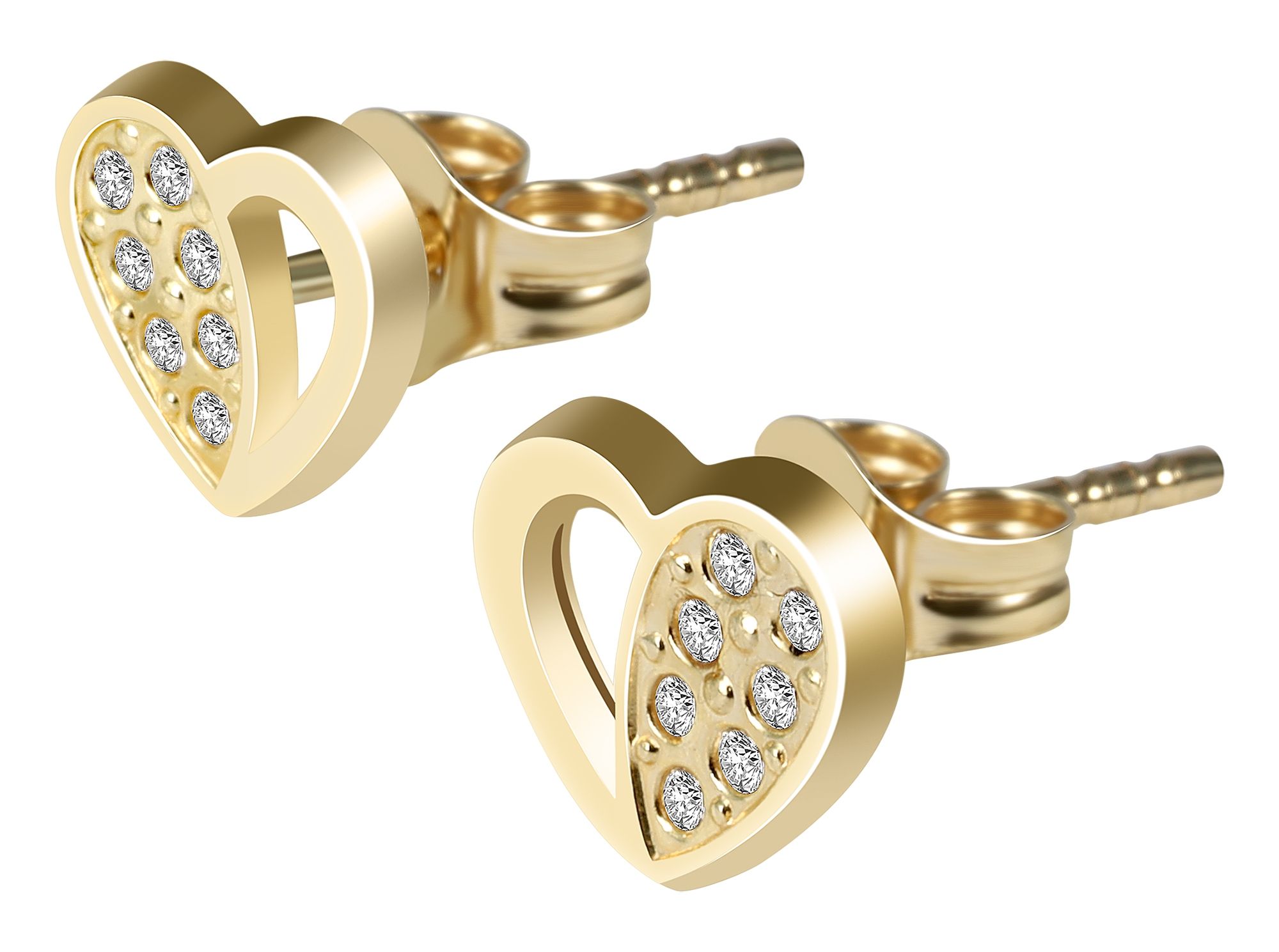 333/- Gold "Kilia" Ohrstecker, halb offenes Herz mit Zirkonia, Gelbgold, 8 Karat