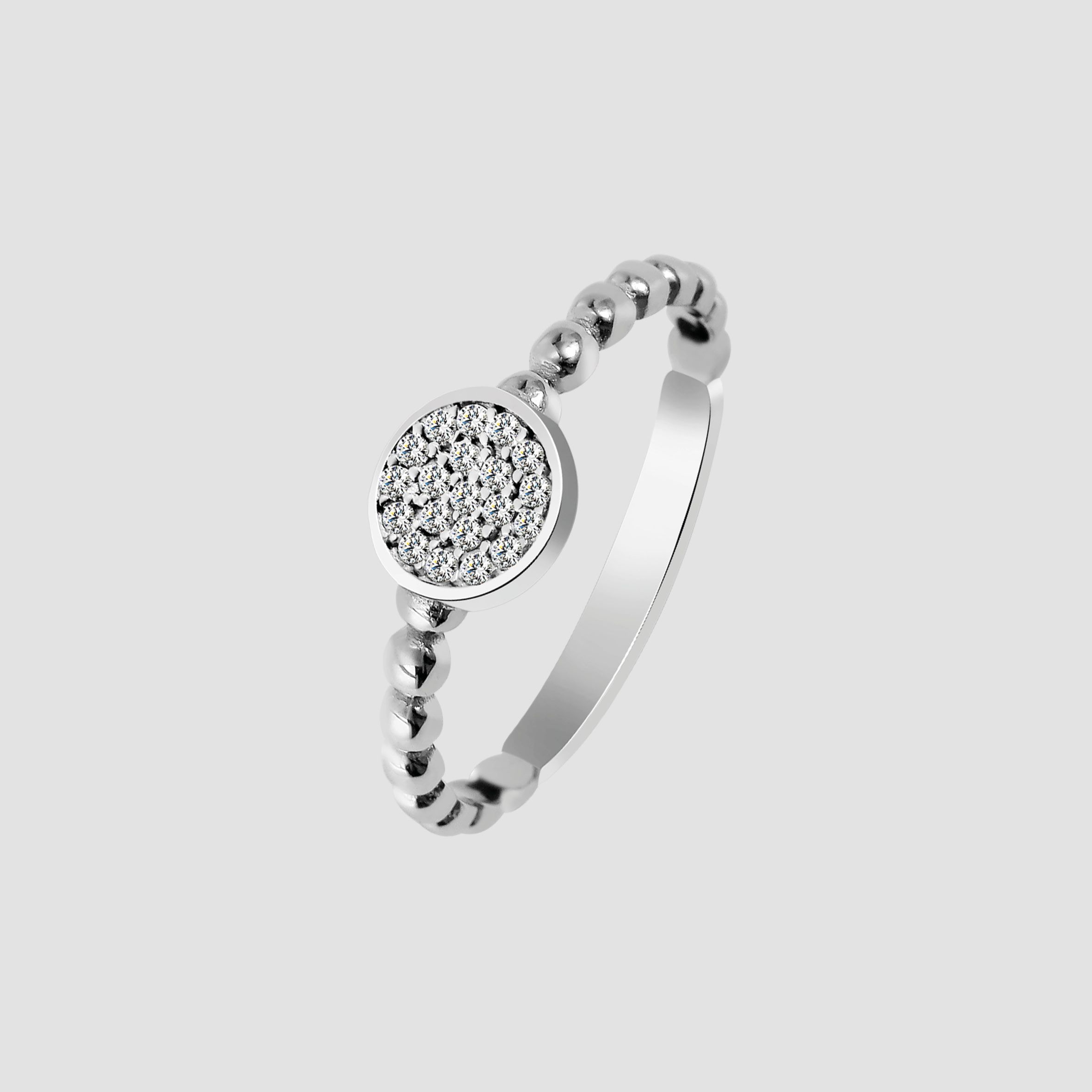 925/- Echt Silber Ring "Eivor" mit Zirkoniabesatz, 925/rhodiniert, Gr. 50