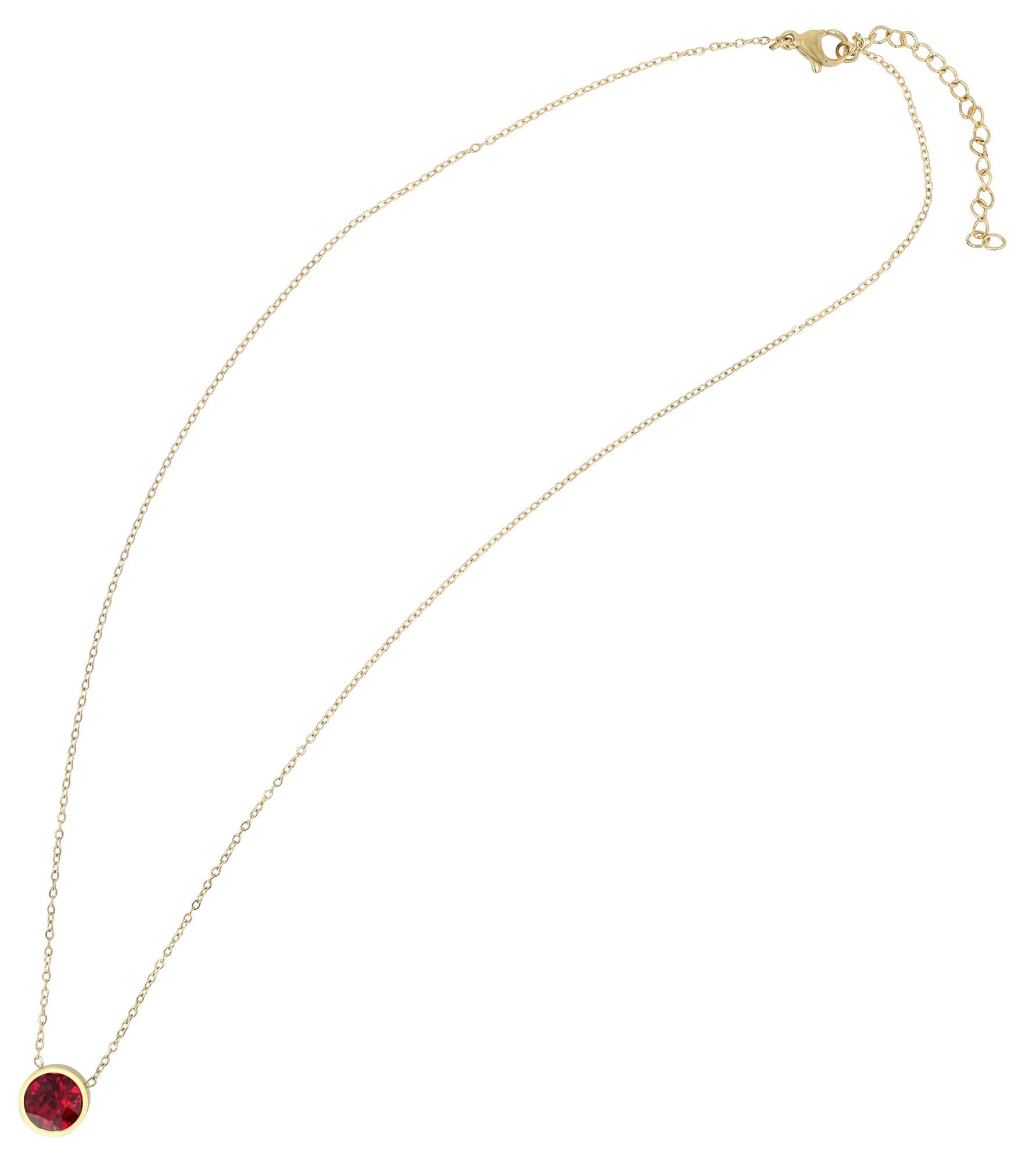 Akzent Halskette "Myla" mit rotem Swarovski Anhänger Ø 10 mm, Edelstahl, goldfarben