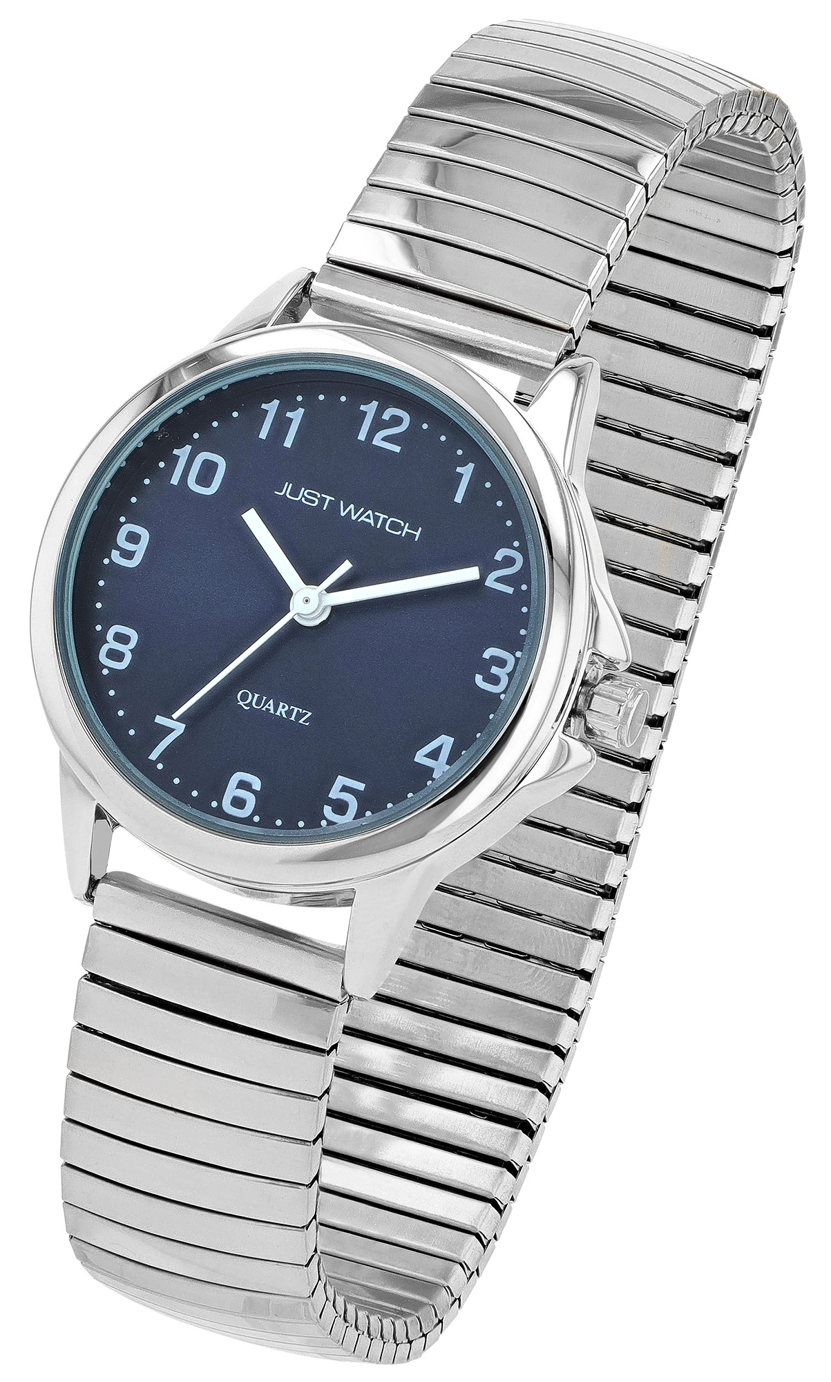 JUST WATCH "Angelique" Damenuhr Ø 29 mm Edelstahlzugband, silberfarben/ blau