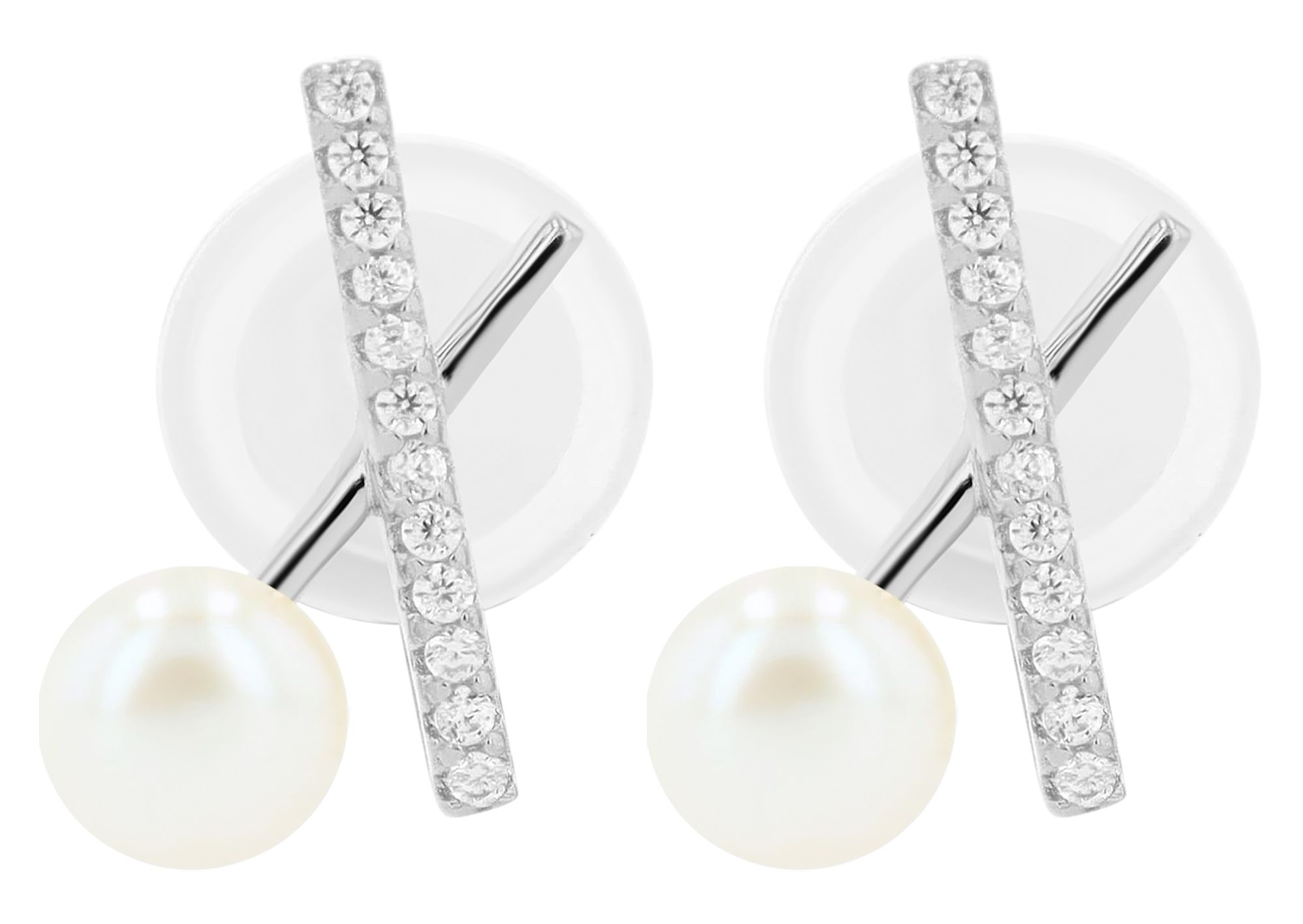 "Chaska" 925/- Echt Silber Ohrstecker mit Zirkoniabesatz und Süßwasserperle, vergoldet