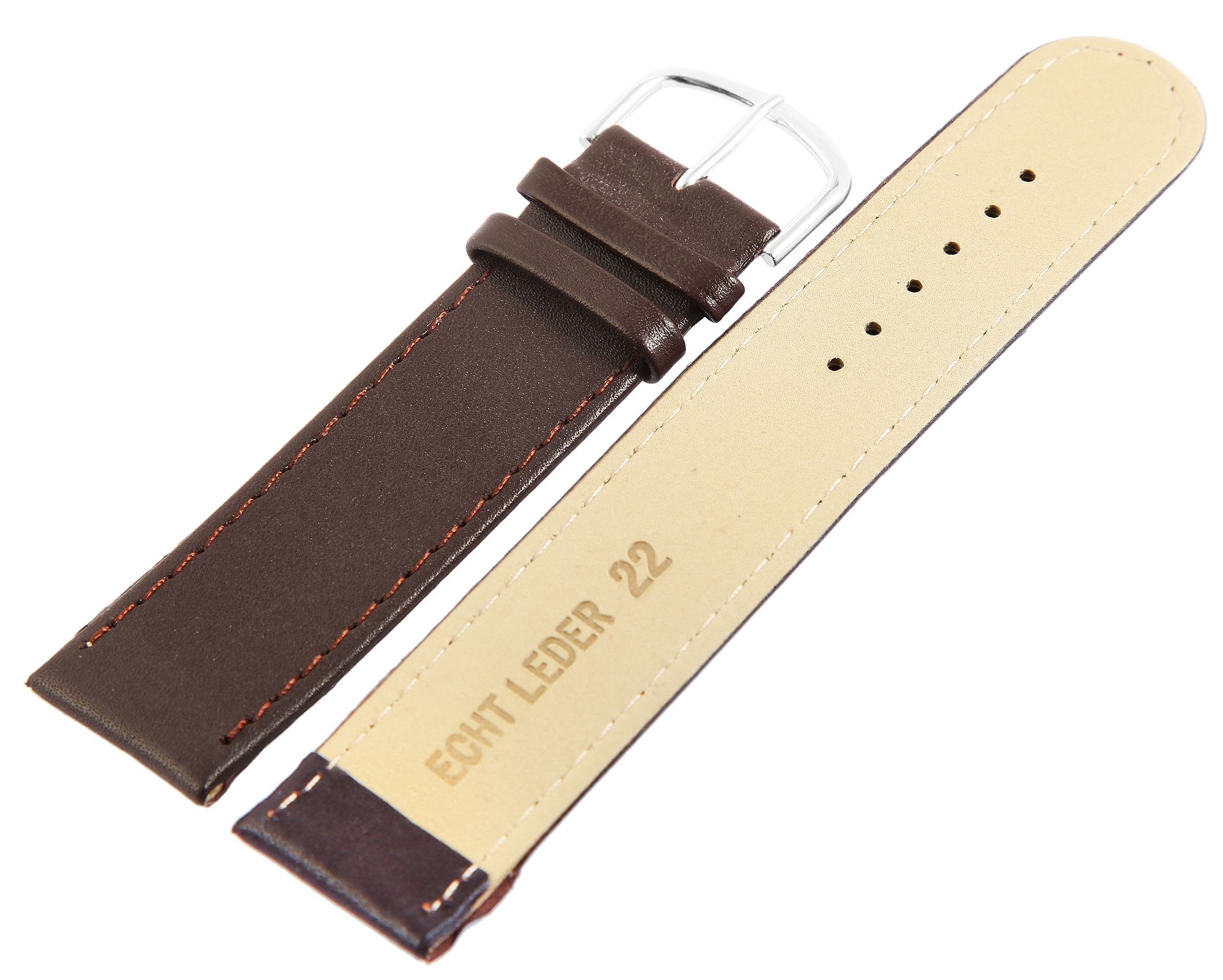 Basic Echtleder Armband in dunkelbraun, glatt, flach, 24 mm,  VE 12 Stück