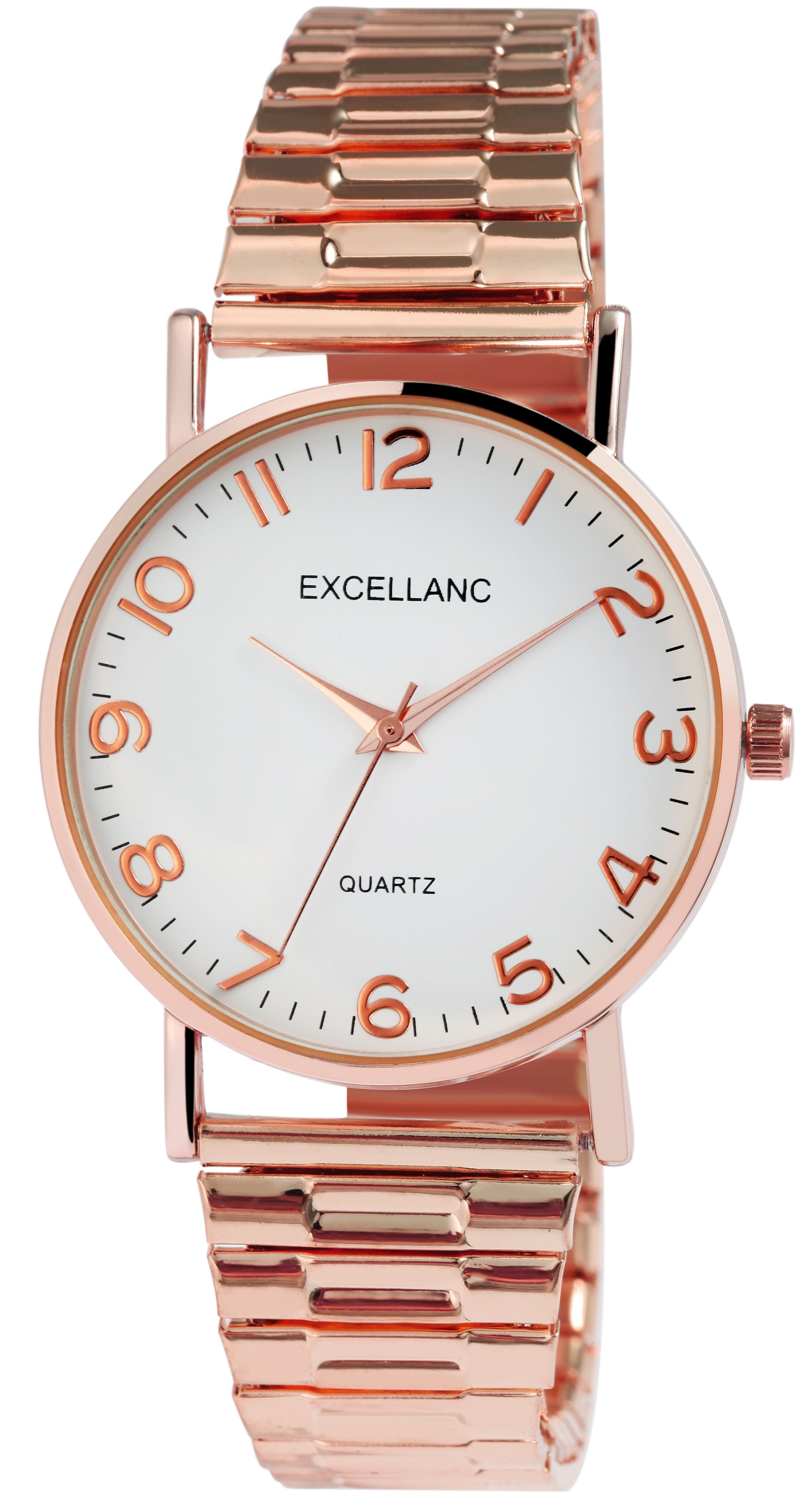 Excellanc Damenuhr mit Edelstahlzugarmband, roségoldfarben