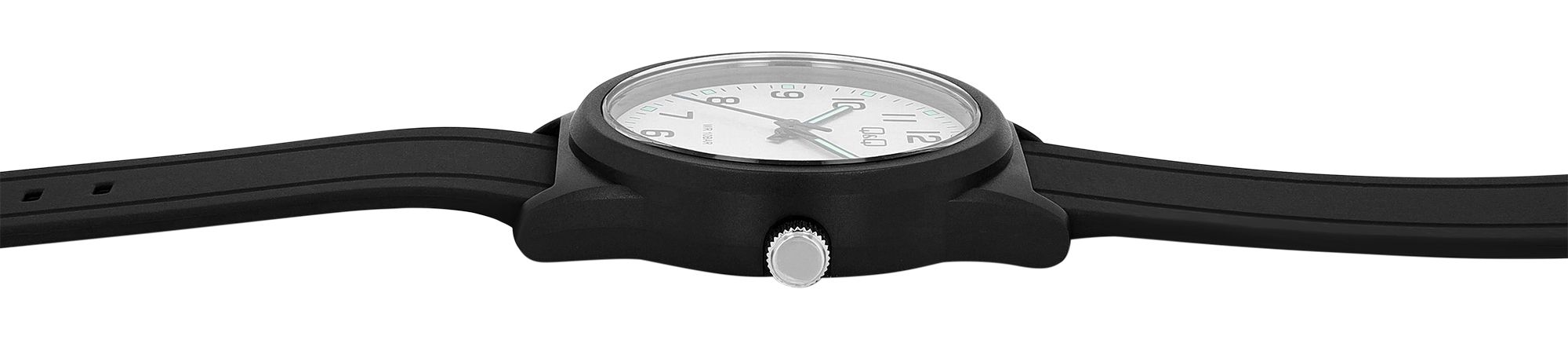 Q&Q Herrenuhr, Resinband, Ø 40 mm, schwarz/ weiß
