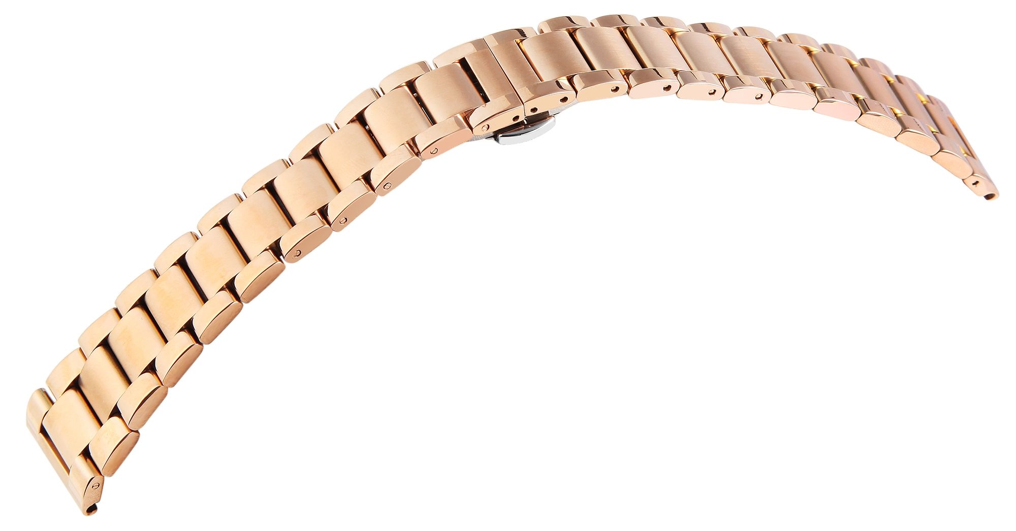 Edelstahl-Uhrenarmband, roségoldfarben, Butterfly-Faltschließe, 20 mm