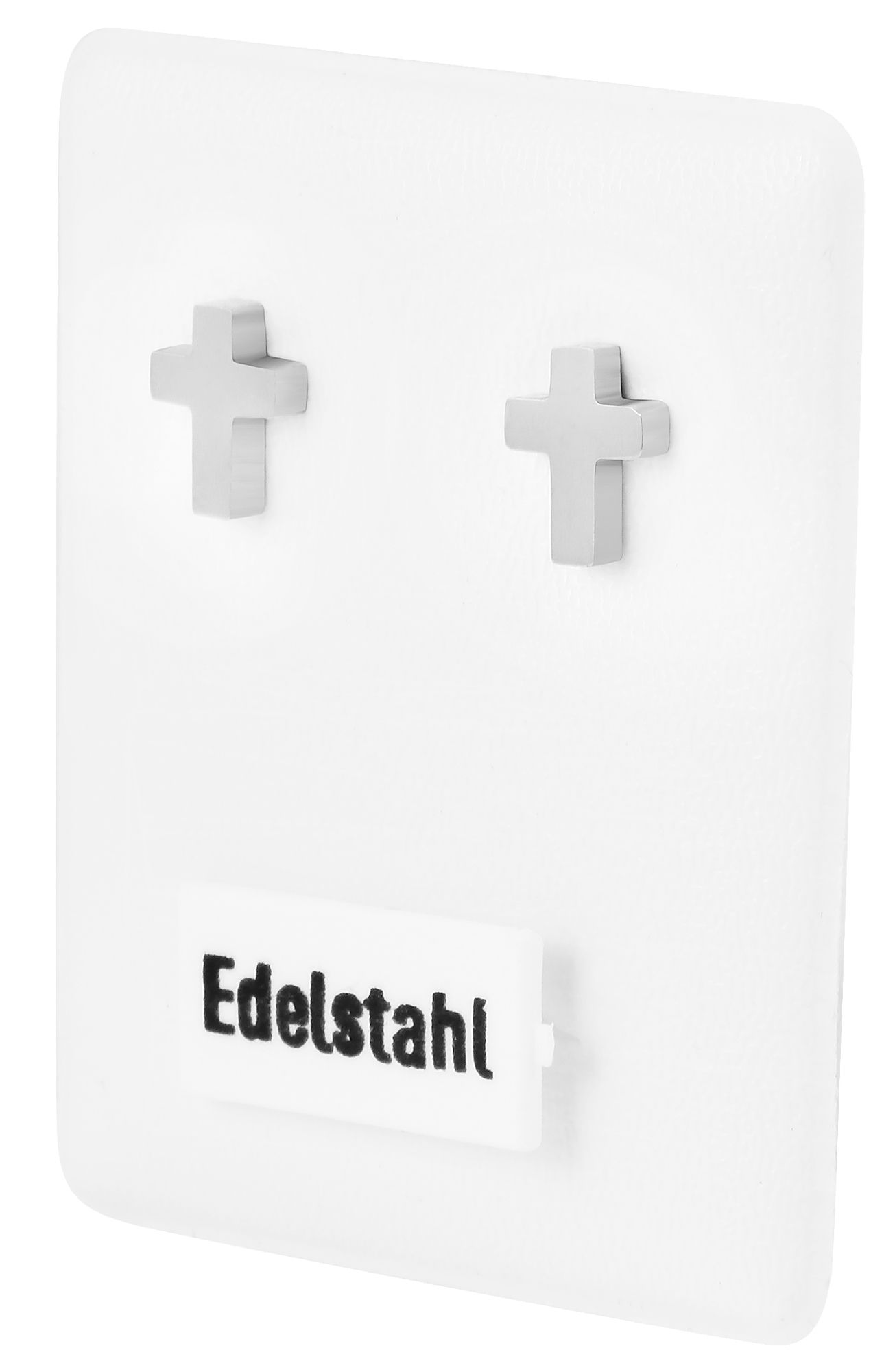 "Adeni", Edelstahl Ohrstecker, Kreuz, silberfarben