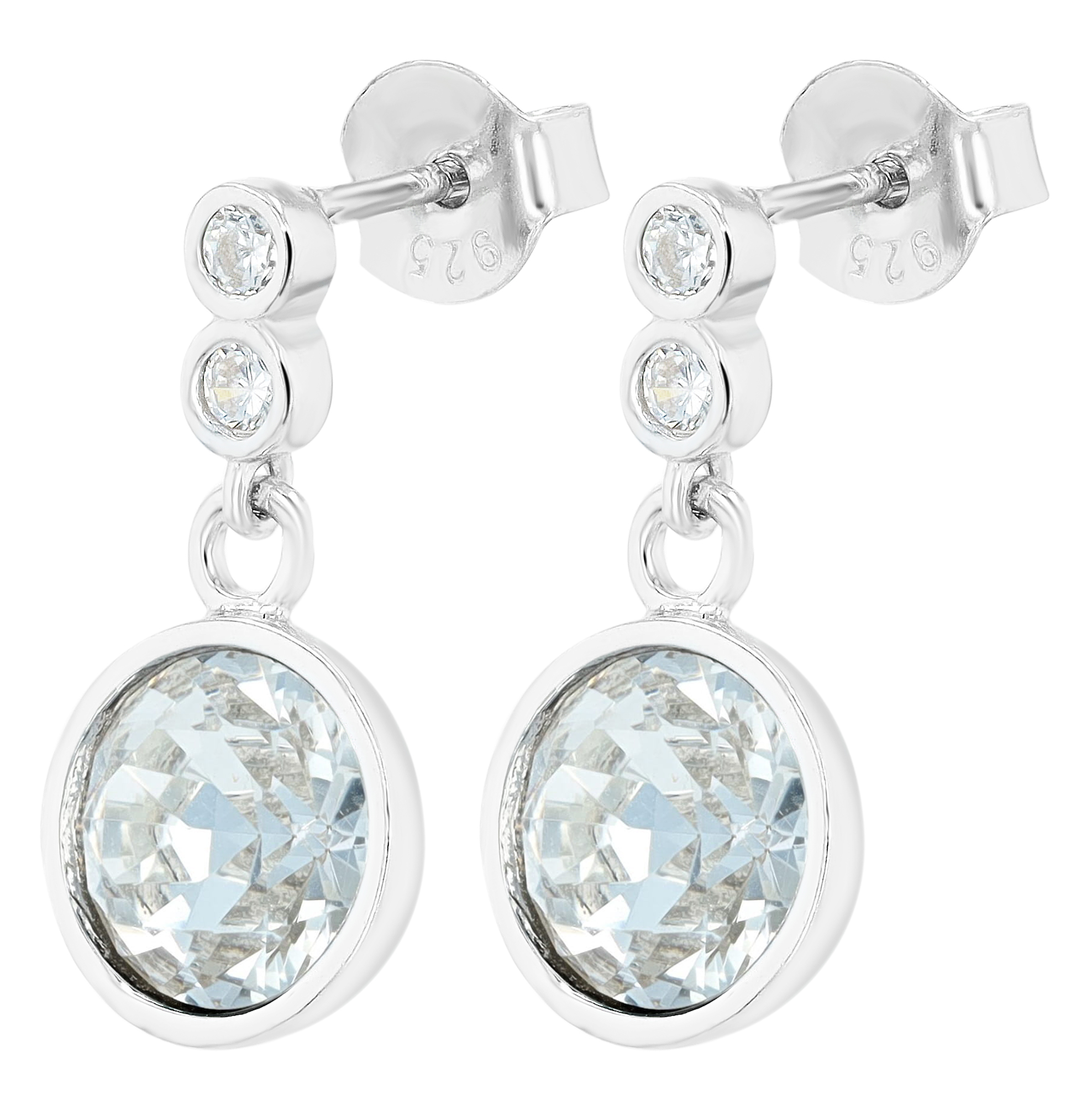 "Kristin" 925/- Echt Silber Ohrhänger, silberfarben mit Zirkonia (weiß)