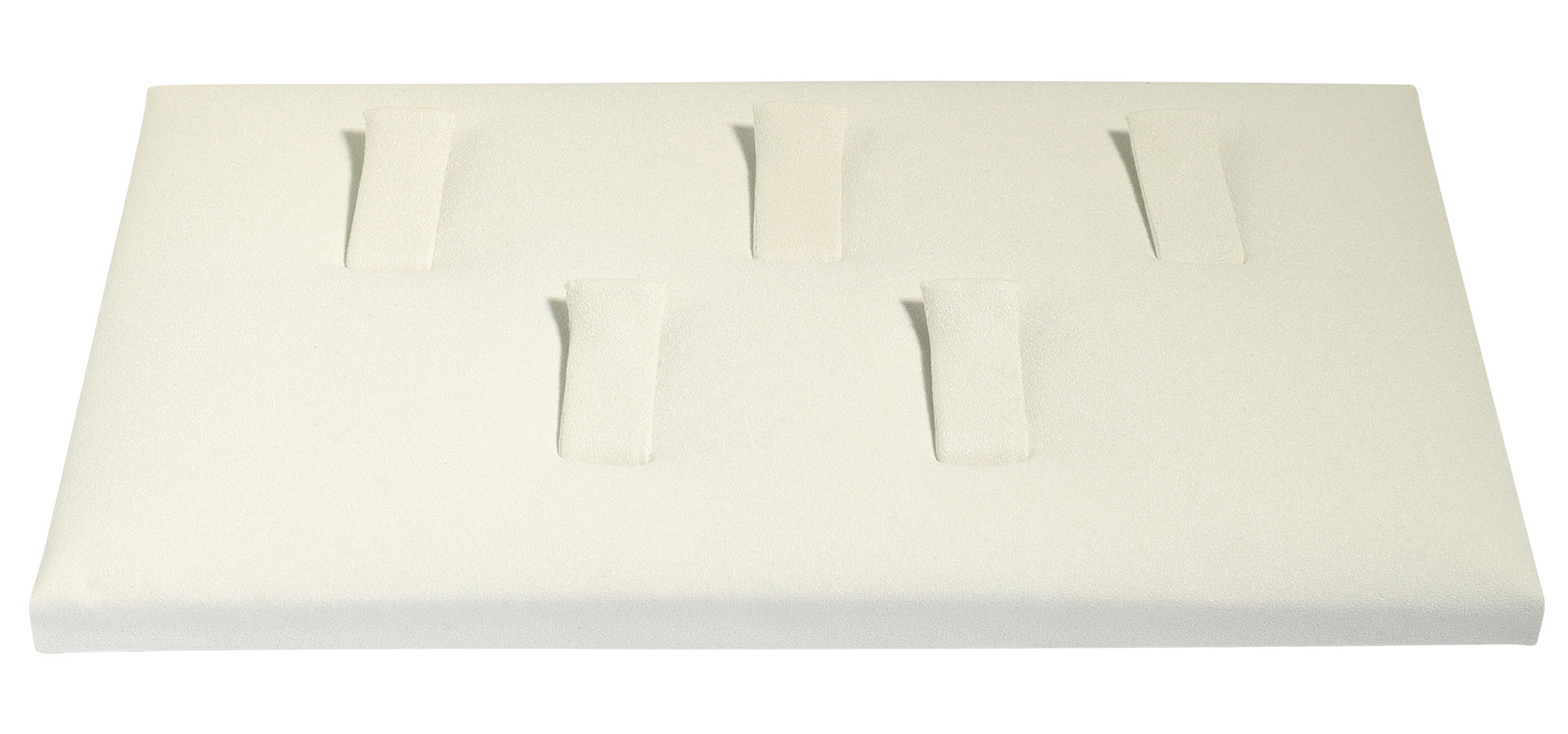 Aufsteller für 5 Ringe (Dekoserie Soft), PU-bezogen, 12 x 7 cm, weiß