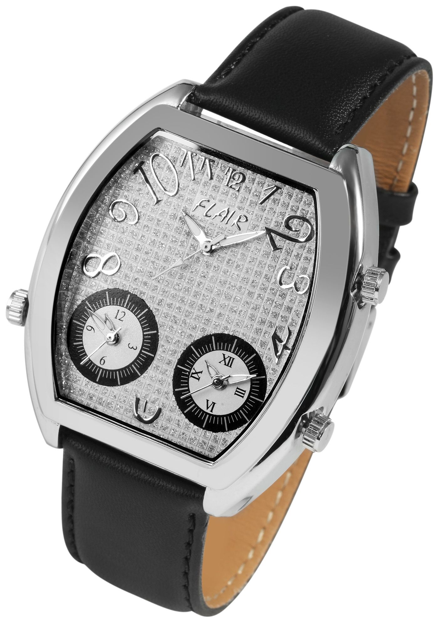 Flair Herrenuhr mit Echtlederarmband, 3 bar