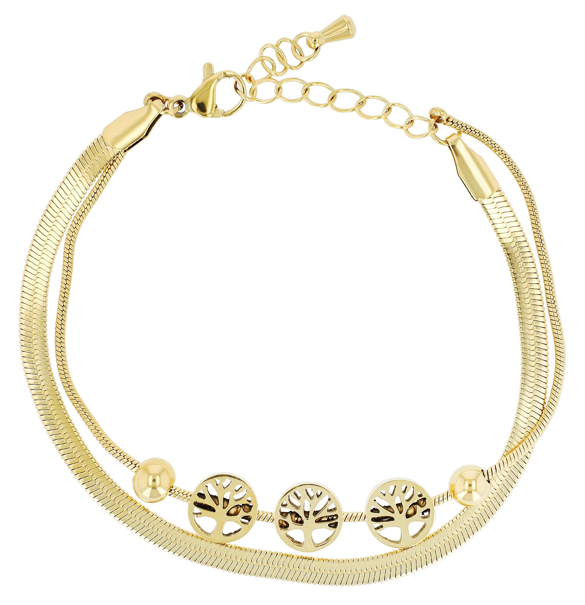 "Fiore" Akzent Armband aus Edelstahl, zweireihig, 16 + 4 cm, goldfarben