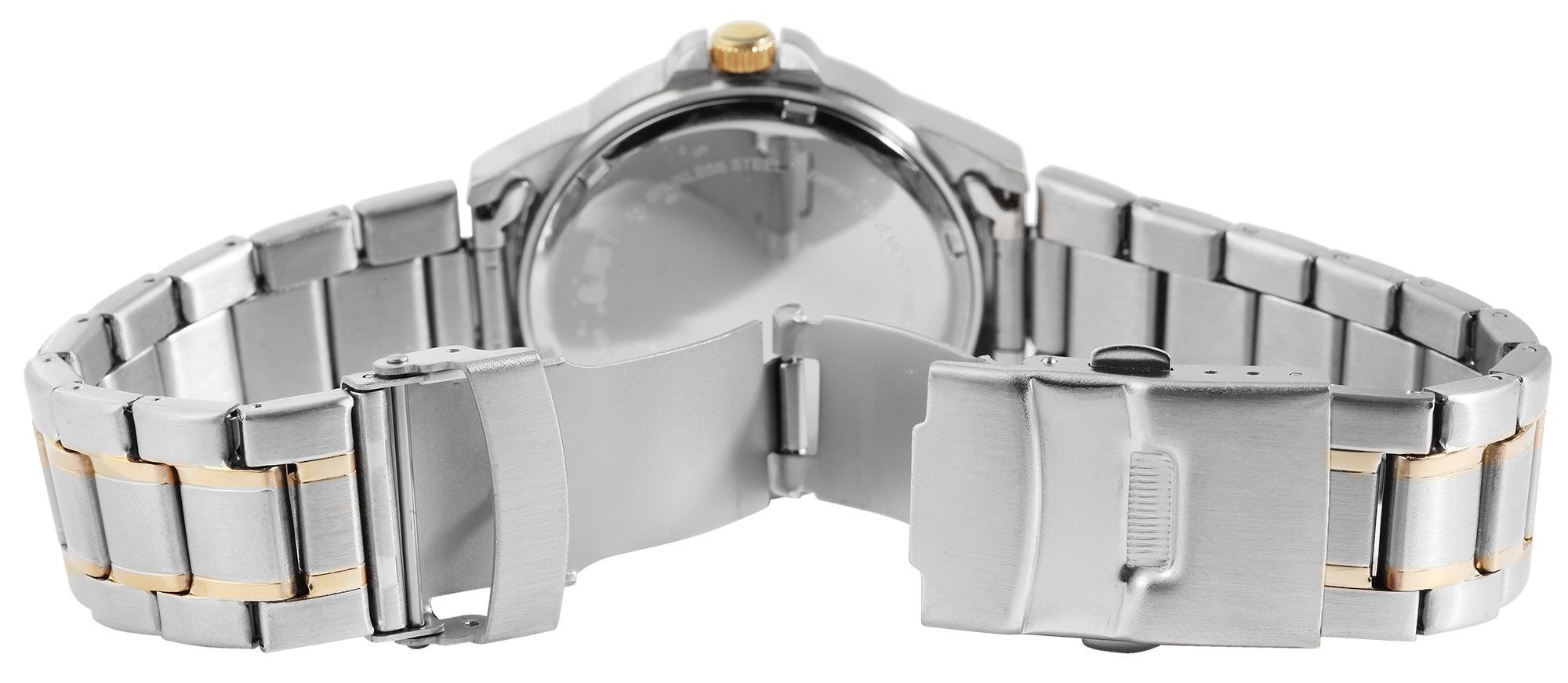 Just "Baroon" Herrenuhr mit Edelstahlband, 3-Zeiger, Datumsanzeige, bicolor, weißes ZB