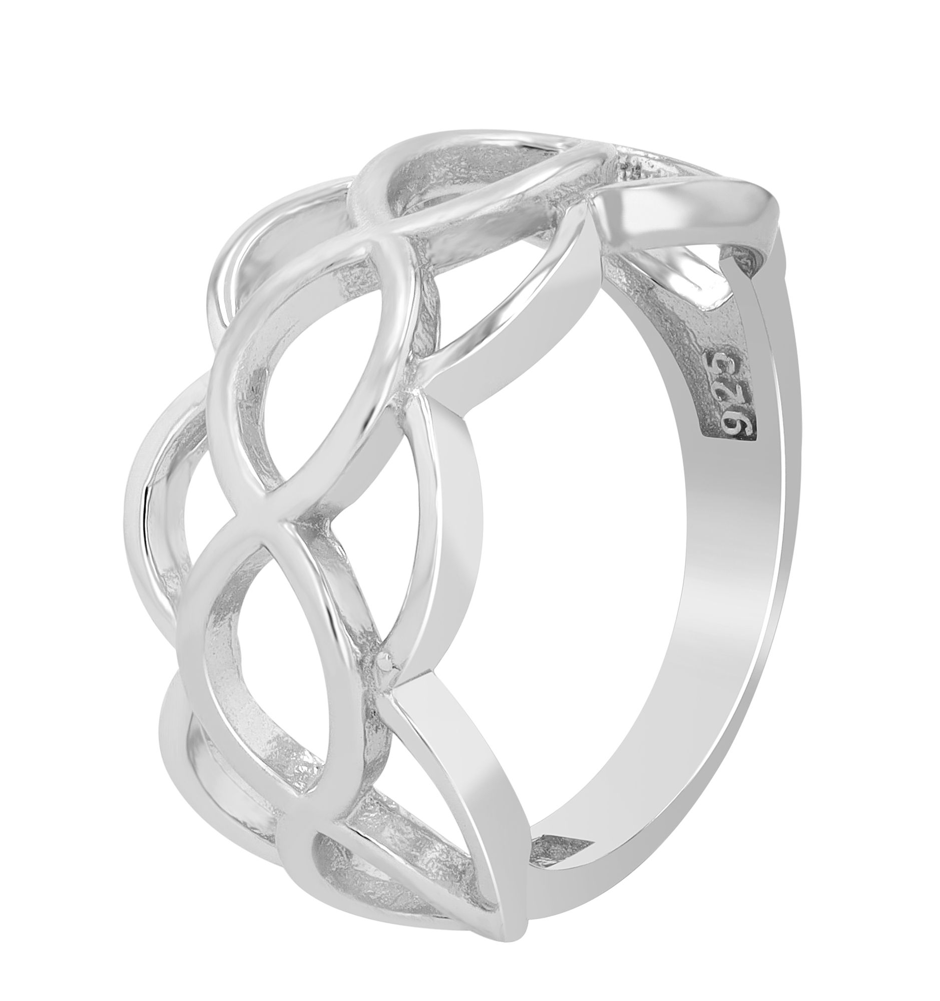 "Estrid" 925/- Echt Silber Damenring, matt & poliert, rhodiniert, Gr. 52