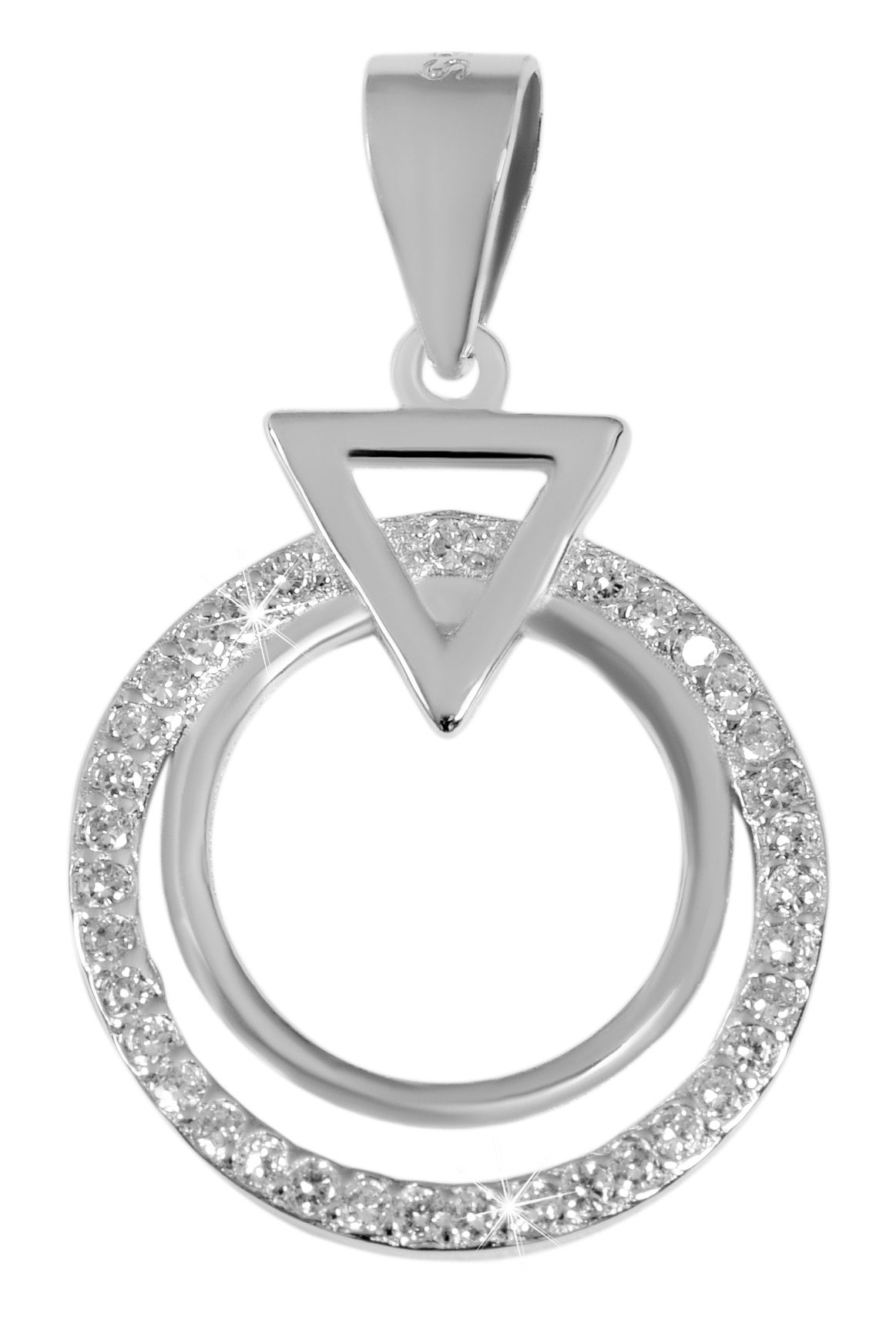 925/- Echt Silber Schmuck-Set "Rahel", Anhänger und Ohrstecker mit Zirkoniabesatz, 925/rhodiniert
