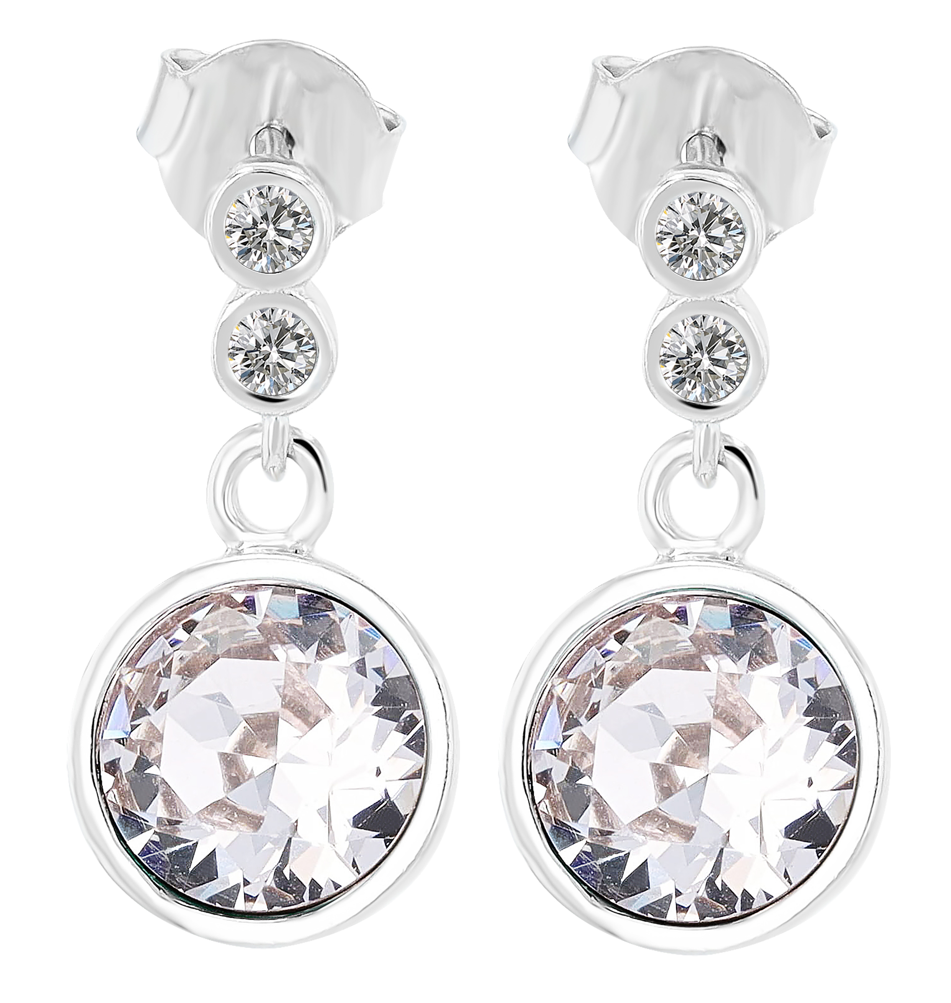 "Kristin" 925/- Echt Silber Ohrhänger, silberfarben mit Zirkonia (rosa)