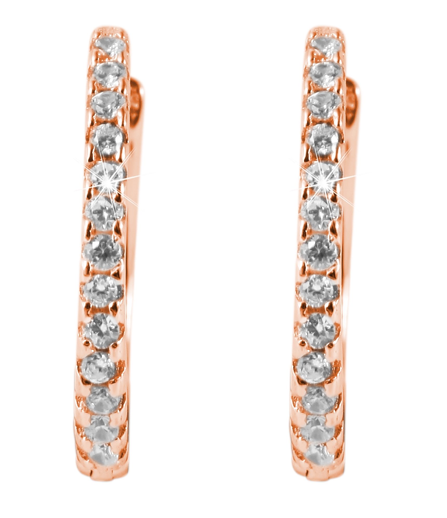 "Finja", 925/- Echt Silber Klappcreolen mit Zirkoninabesatz, rosévergoldet