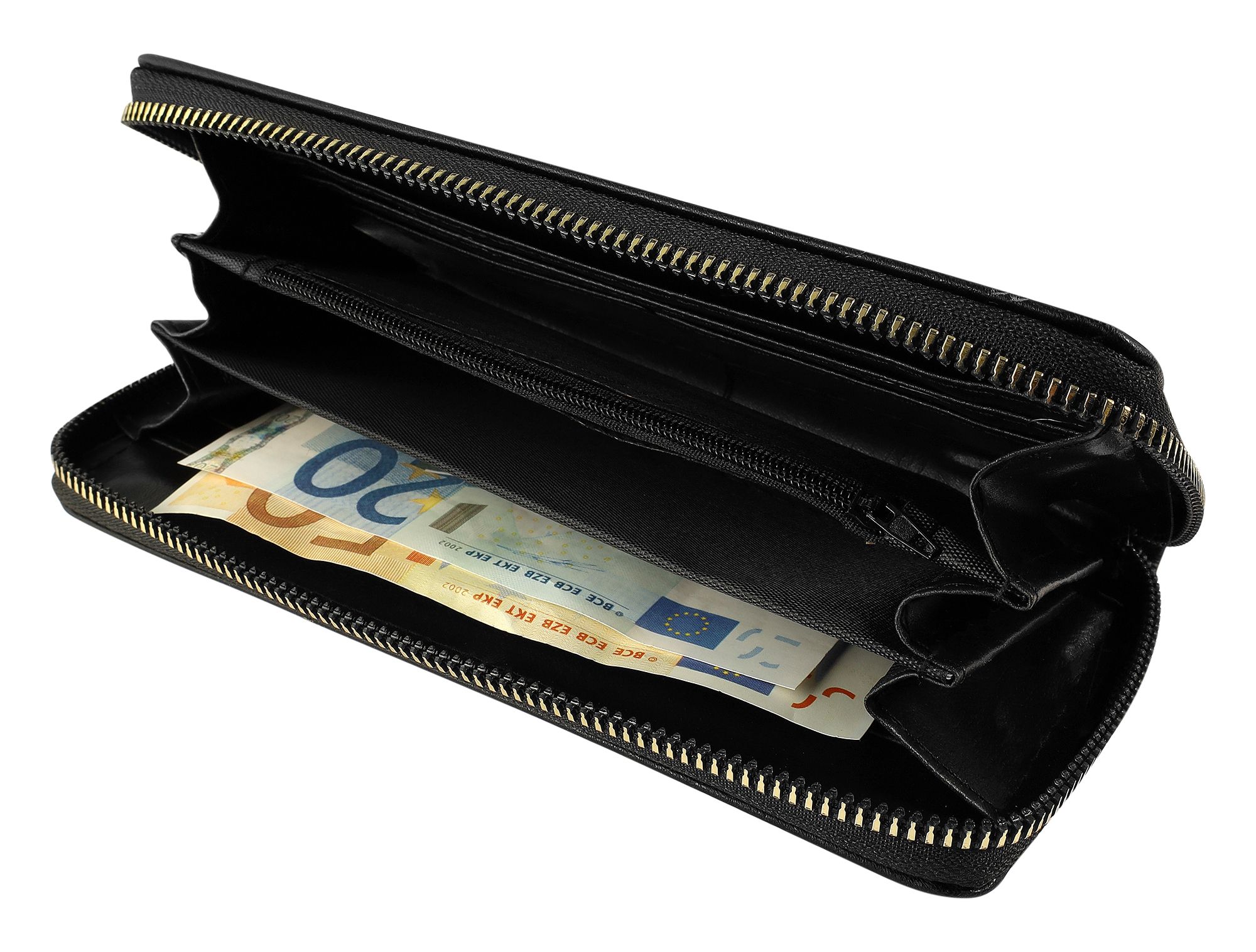 Damengeldbörse aus Lederimitat, schlichtes Design, schwarz