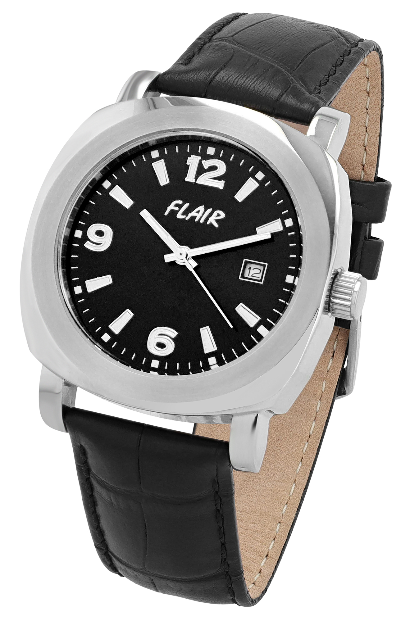 Flair Herrenuhr mit Echtlederarmband (Kroko-Optik)