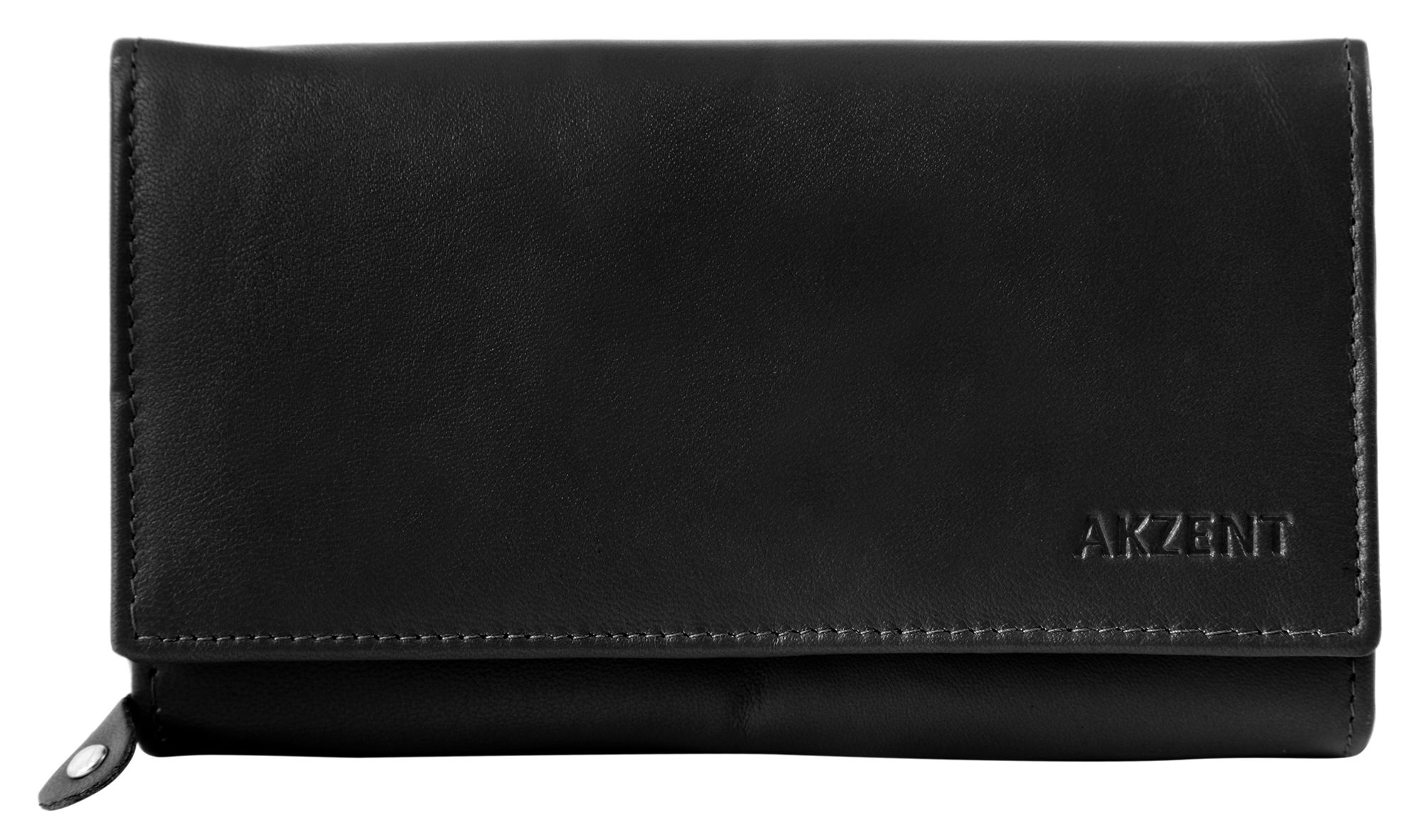 Akzent Damengeldbörse, Echtleder, RFID-Schutz, schwarz